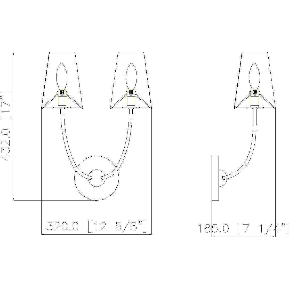 Shannon 2 Light 12.75 inch Rubbed Brass Wall Sconce Wall Light