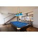 Cordon 3 Light 58 inch Rubbed Brass Billiard Ceiling Light in Electric Blue Steel