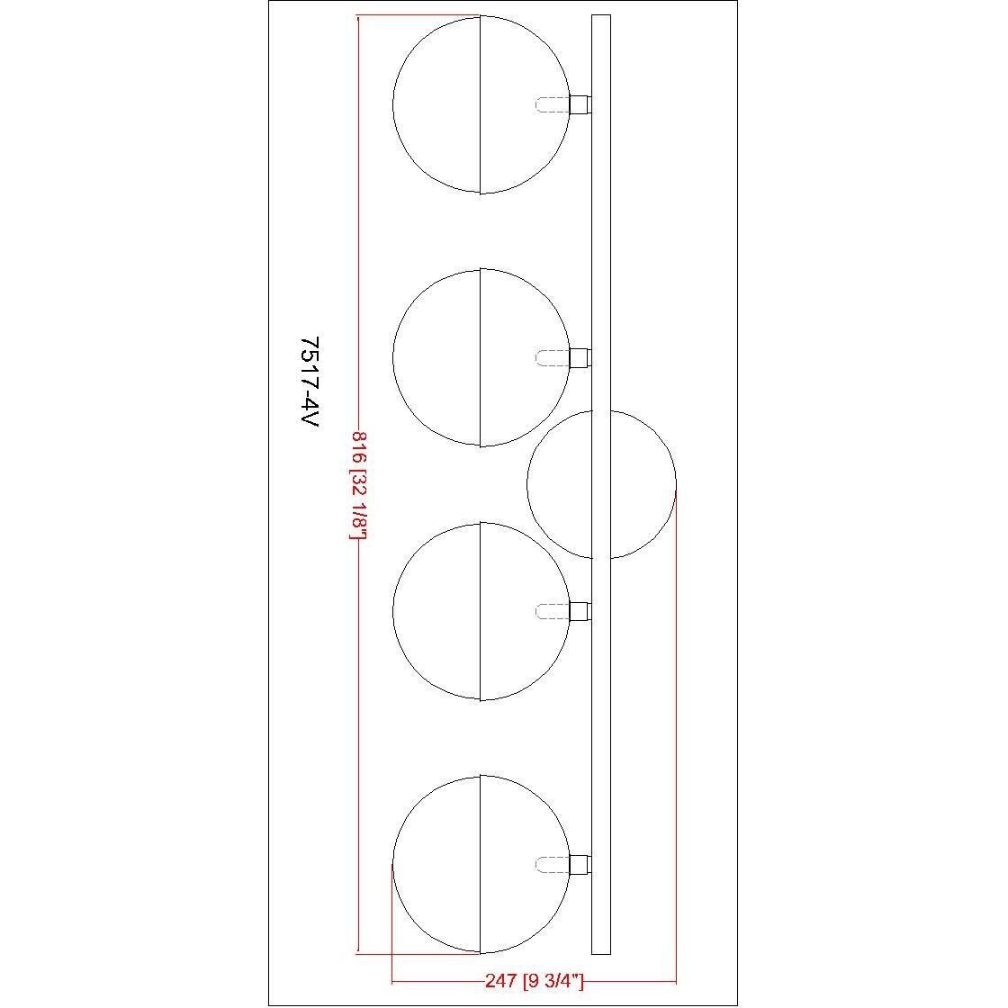 Realm Sphere 4 Light 32.25 inch Modern Gold Bath Vanity Wall Light