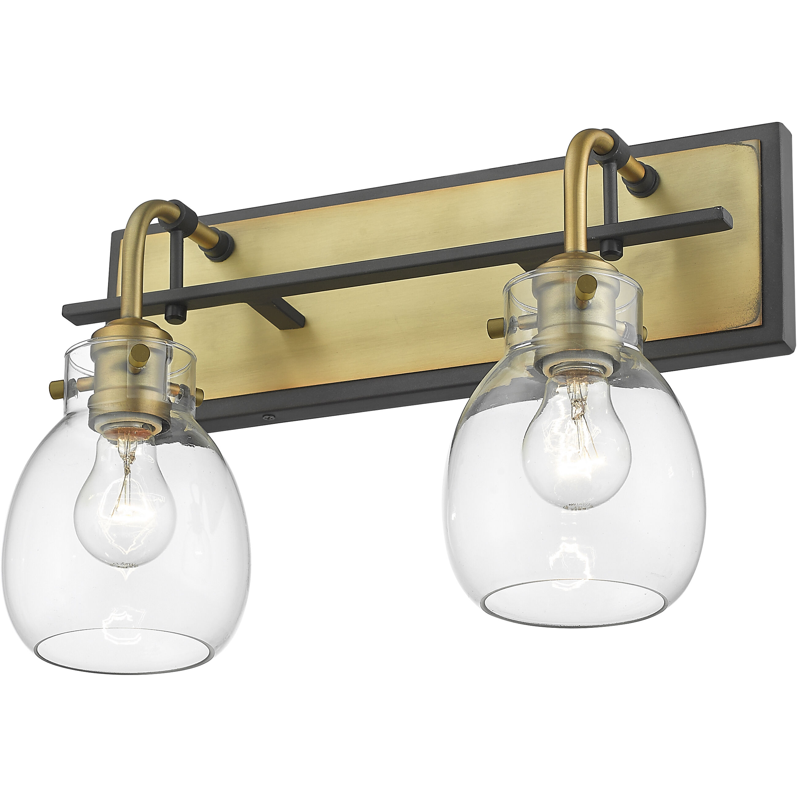 Kraken 2 Light 16 inch Matte Black and Olde Brass Wall Sconce Wall Light