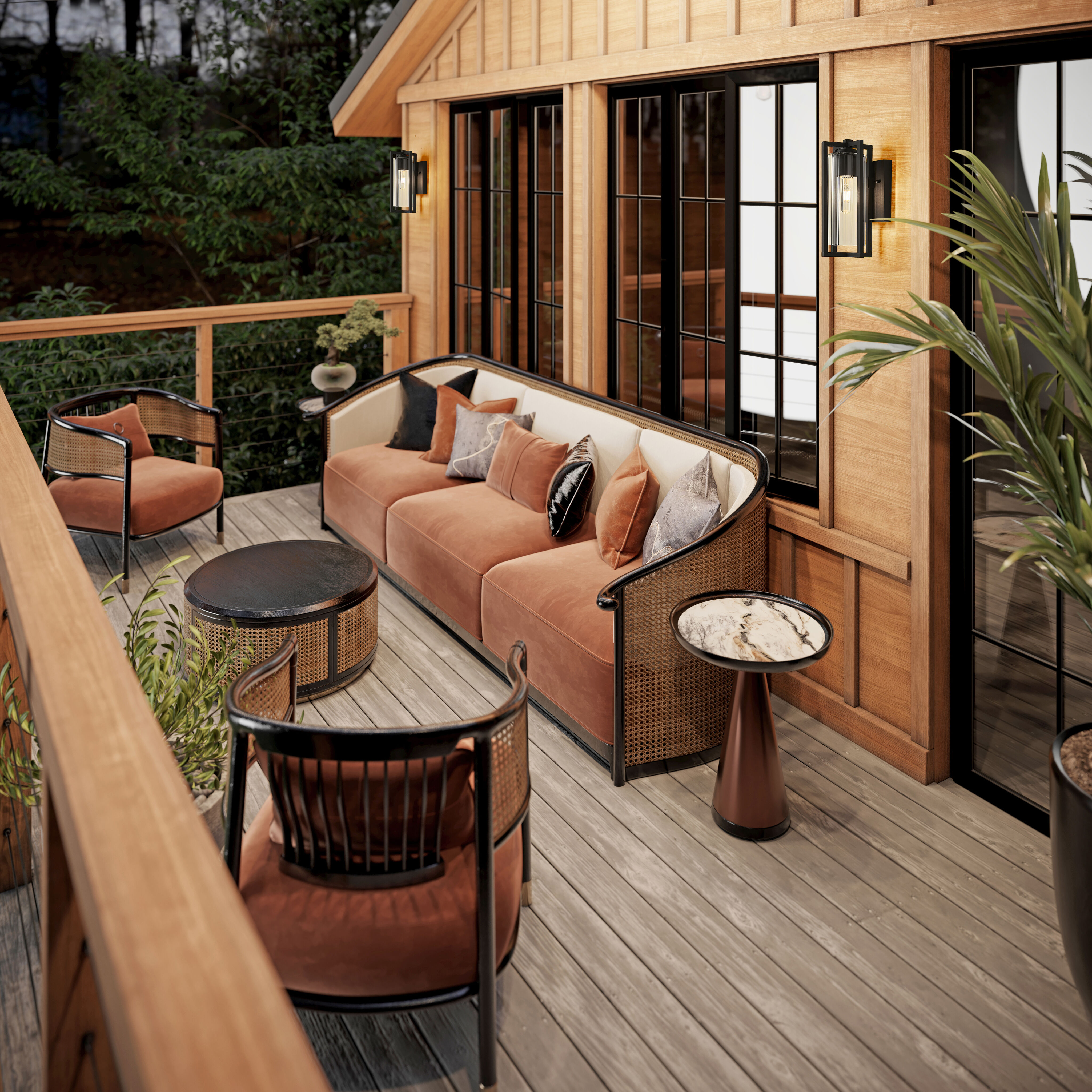 Aura Outdoor Wall Light in Black, G9