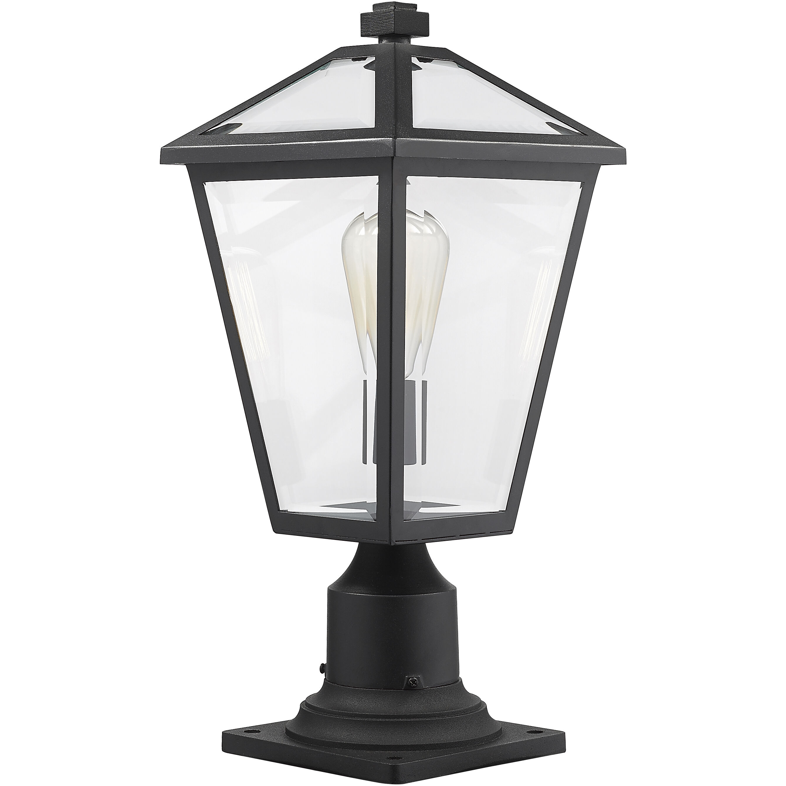 Talbot 1 Light 18.5 inch Black Outdoor Pier Mounted Fixture in Clear Beveled Glass