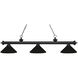 Riviera 3 Light 57.25 inch Matte Black Billiard Ceiling Light in 12.35, Matte Black Steel