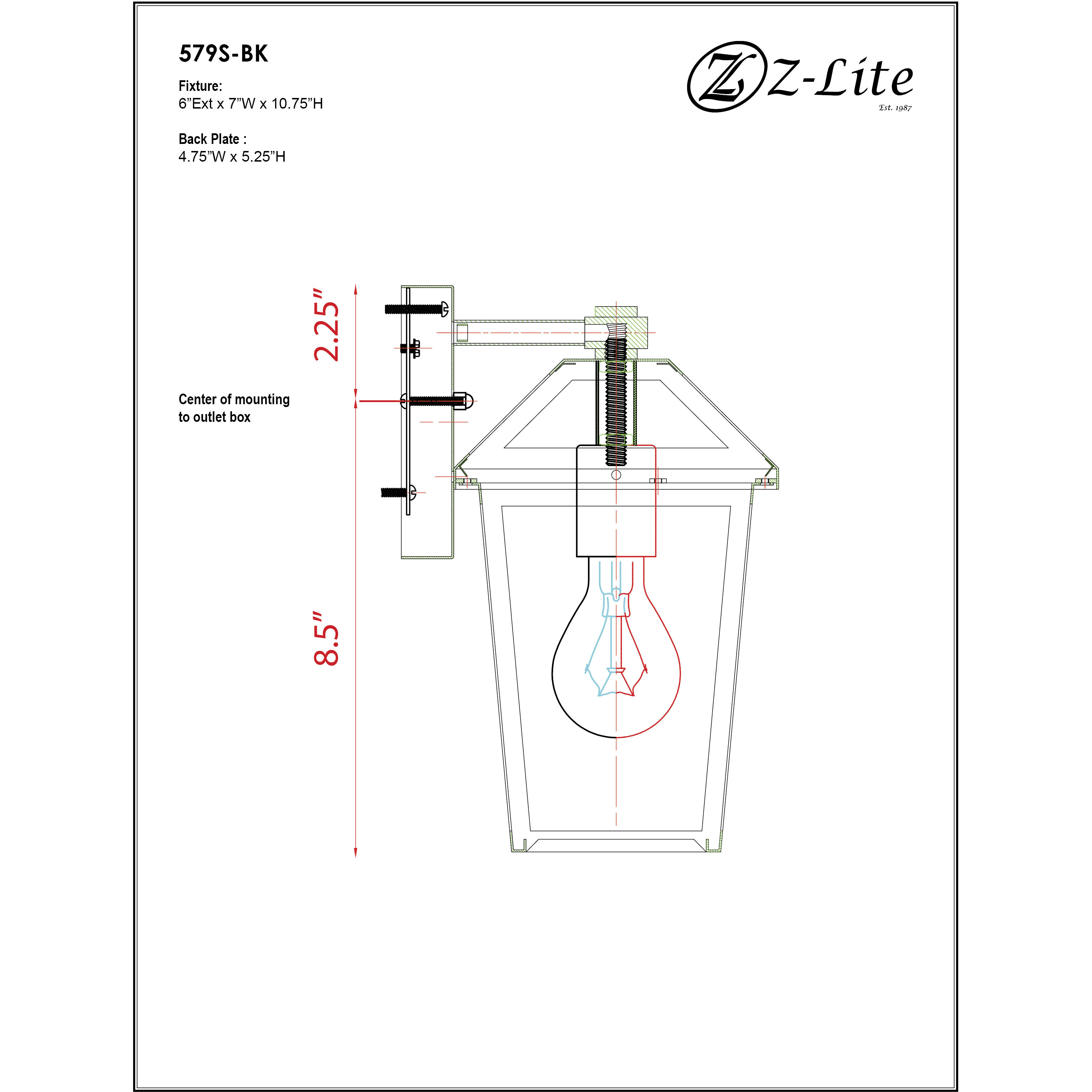 Talbot 1 Light 10.75 inch Black Outdoor Wall Light in Clear Beveled Glass