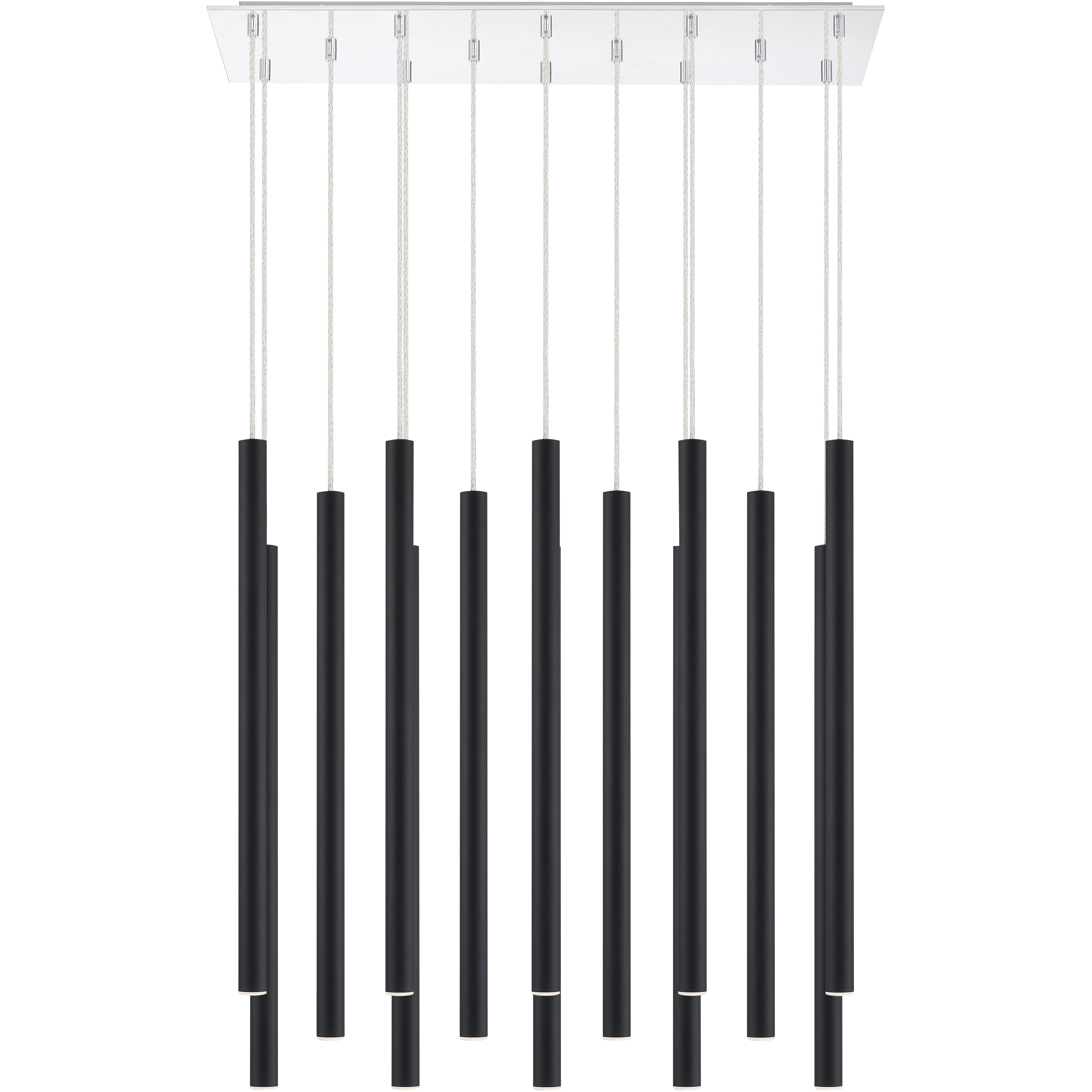 Forest LED 9.75 inch Chrome Chandelier Ceiling Light in 51, Matte Black Steel, 14