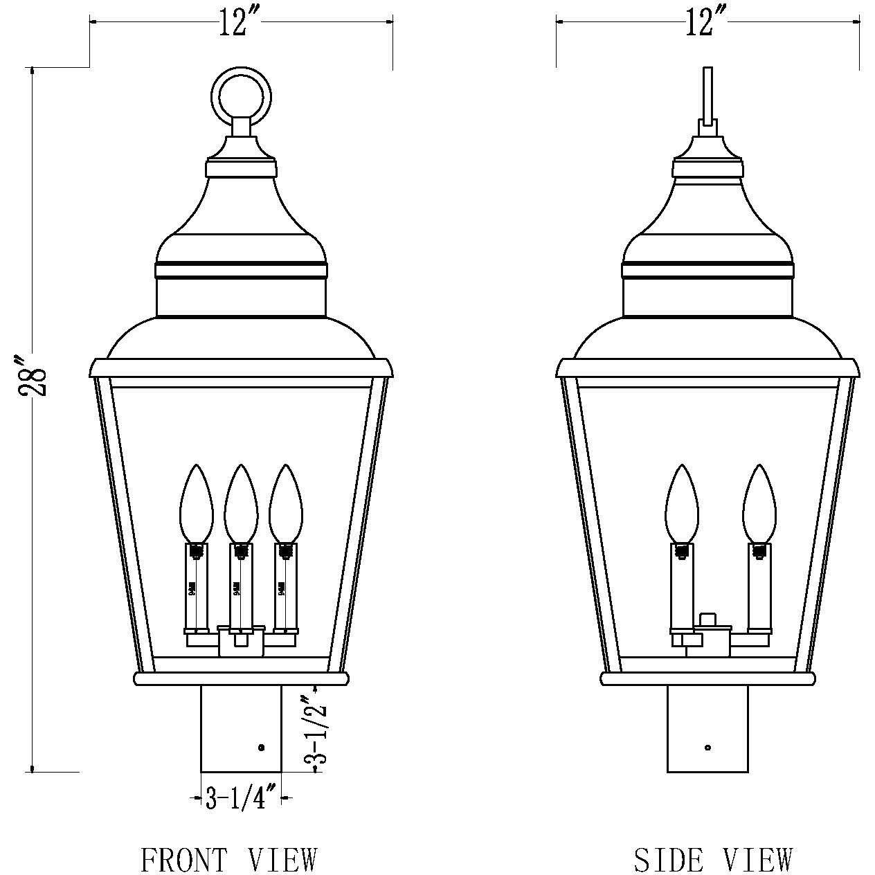 Raphael 3 Light 28 inch Sand Black Outdoor Post Mount Fixture in Soft Sand Black