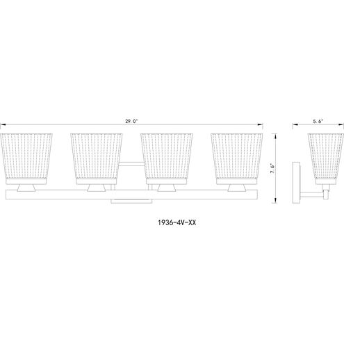 Astor 4 Light 29 inch Matte Black Vanity Wall Light