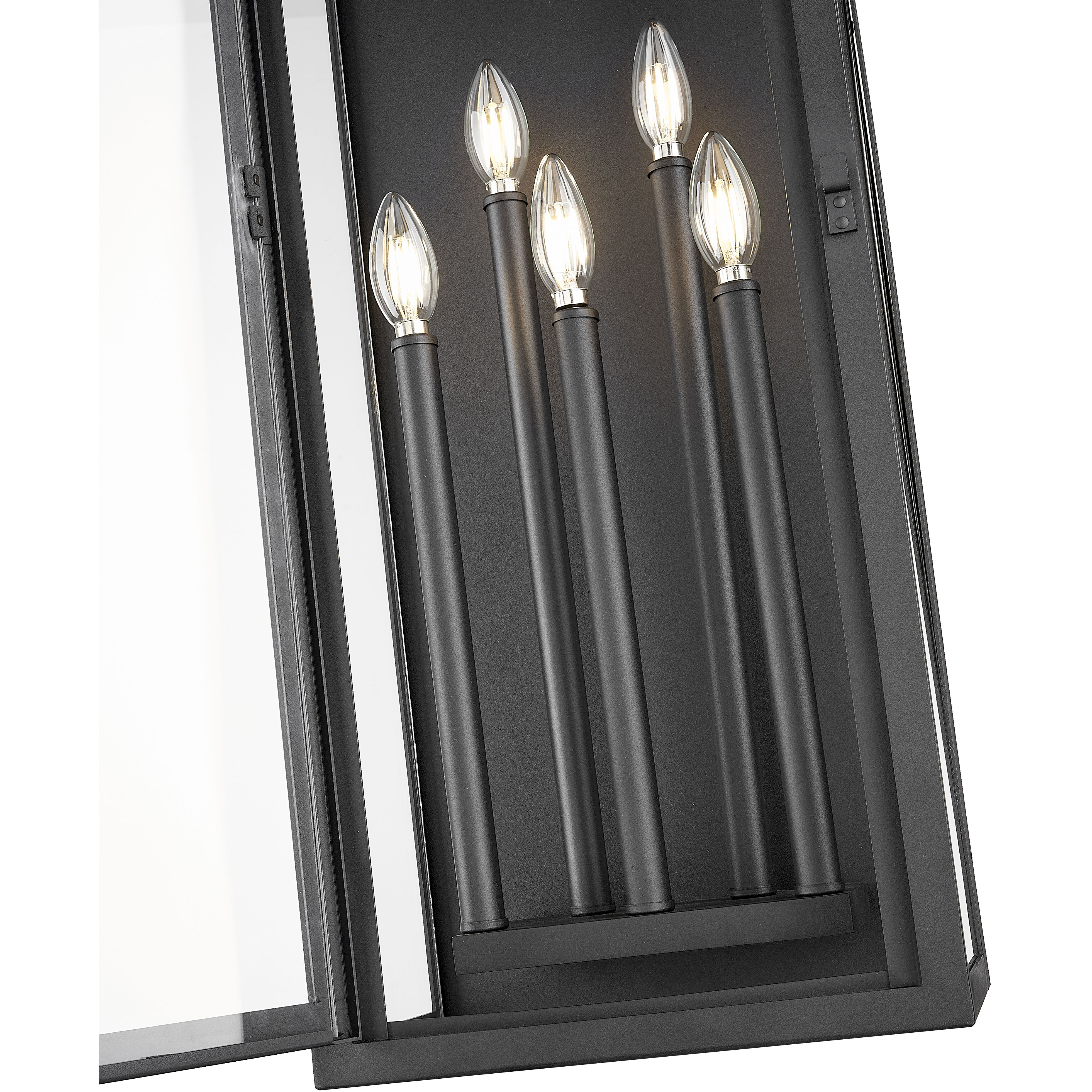 Nova 5 Light 32 inch Black Outdoor Wall Light in Clear Glass