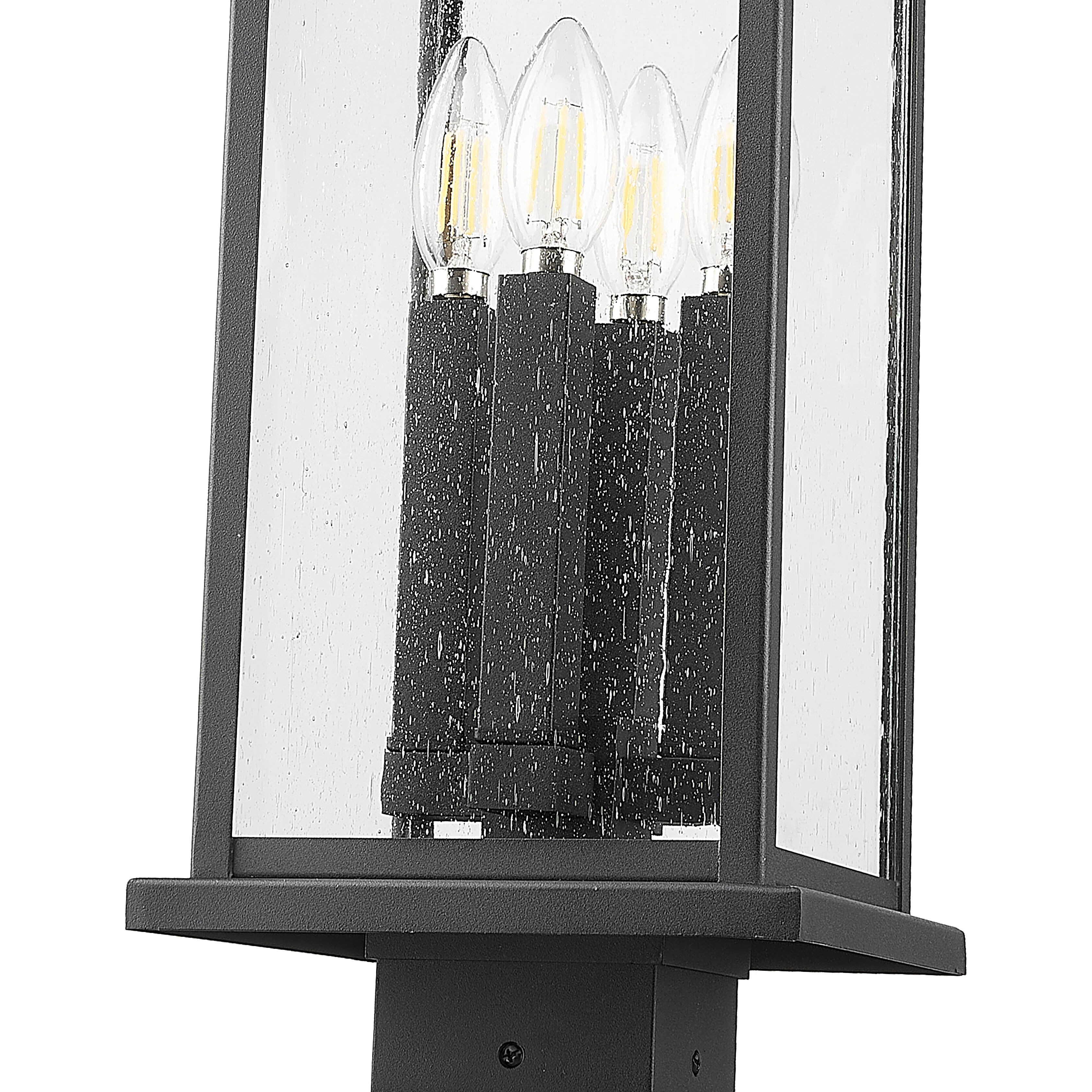 Tiberius 4 Light 118.5 inch Black Outdoor Post Mounted Fixture in Clear Seedy Glass