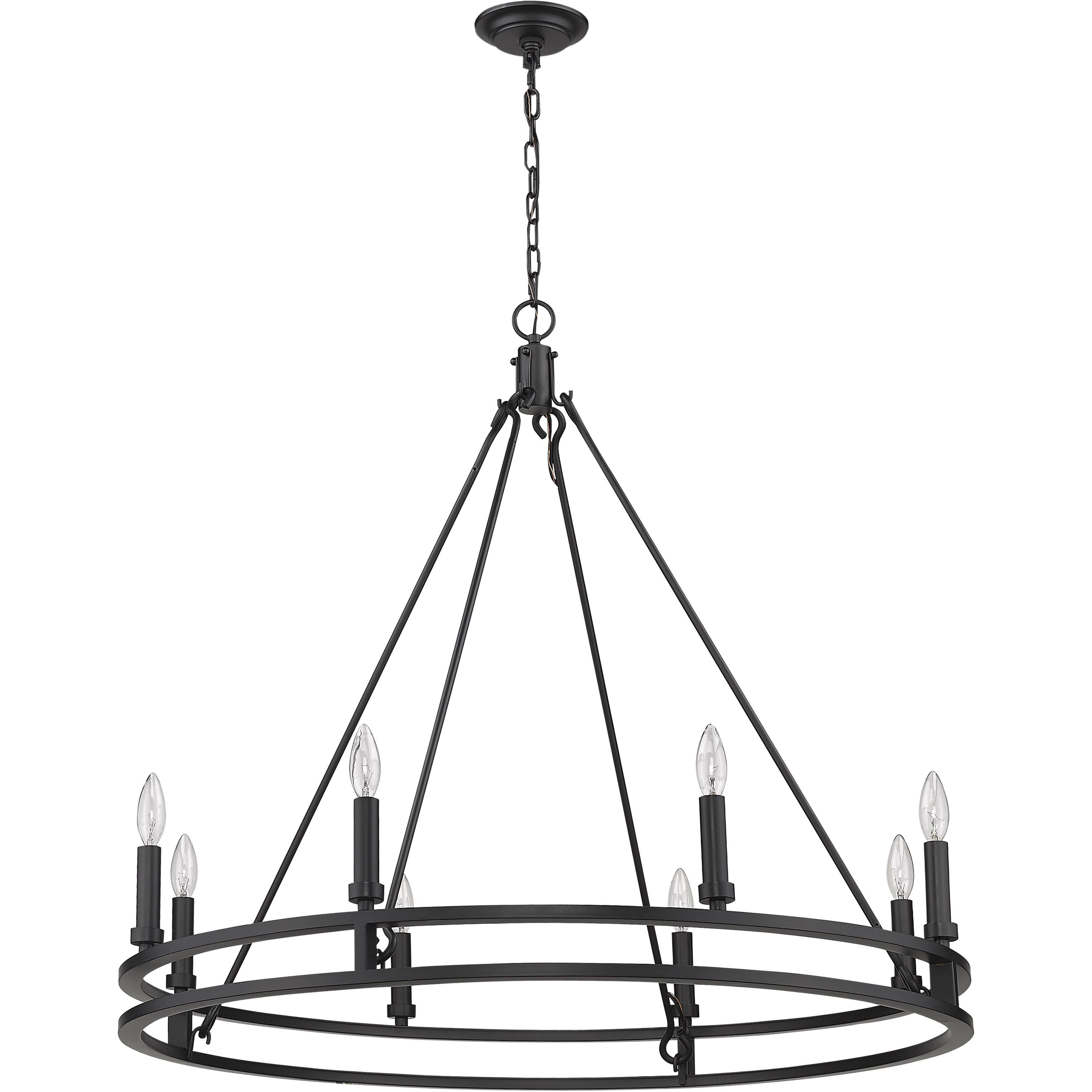 Dennison 8 Light 36 inch Matte Black Chandelier Ceiling Light
