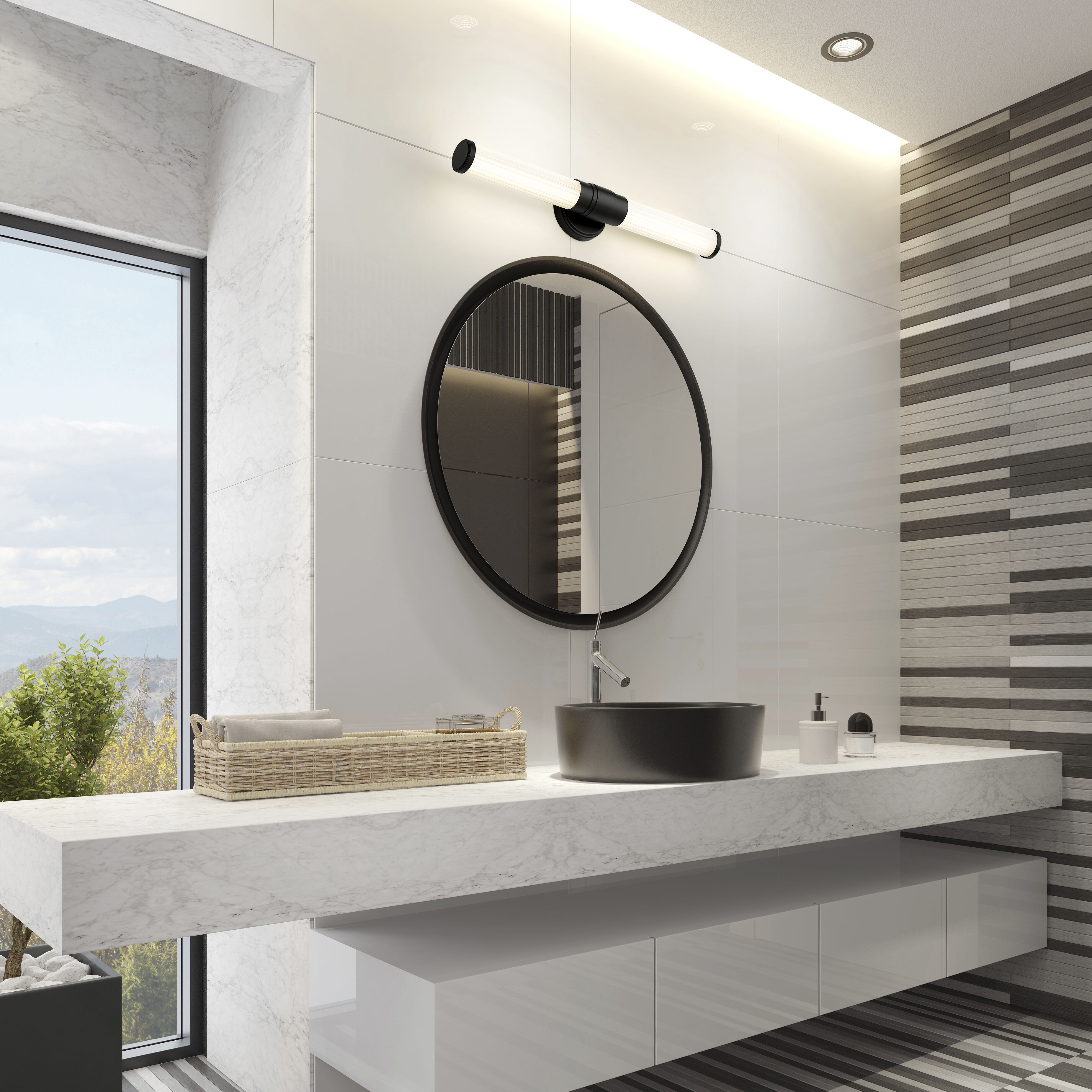 Warwick LED 25.25 inch Matte Black Bath Vanity Wall Light