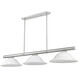 Vanguard 3 Light 58.5 inch Brushed Nickel Billiard Ceiling Light in White Mottle Glass