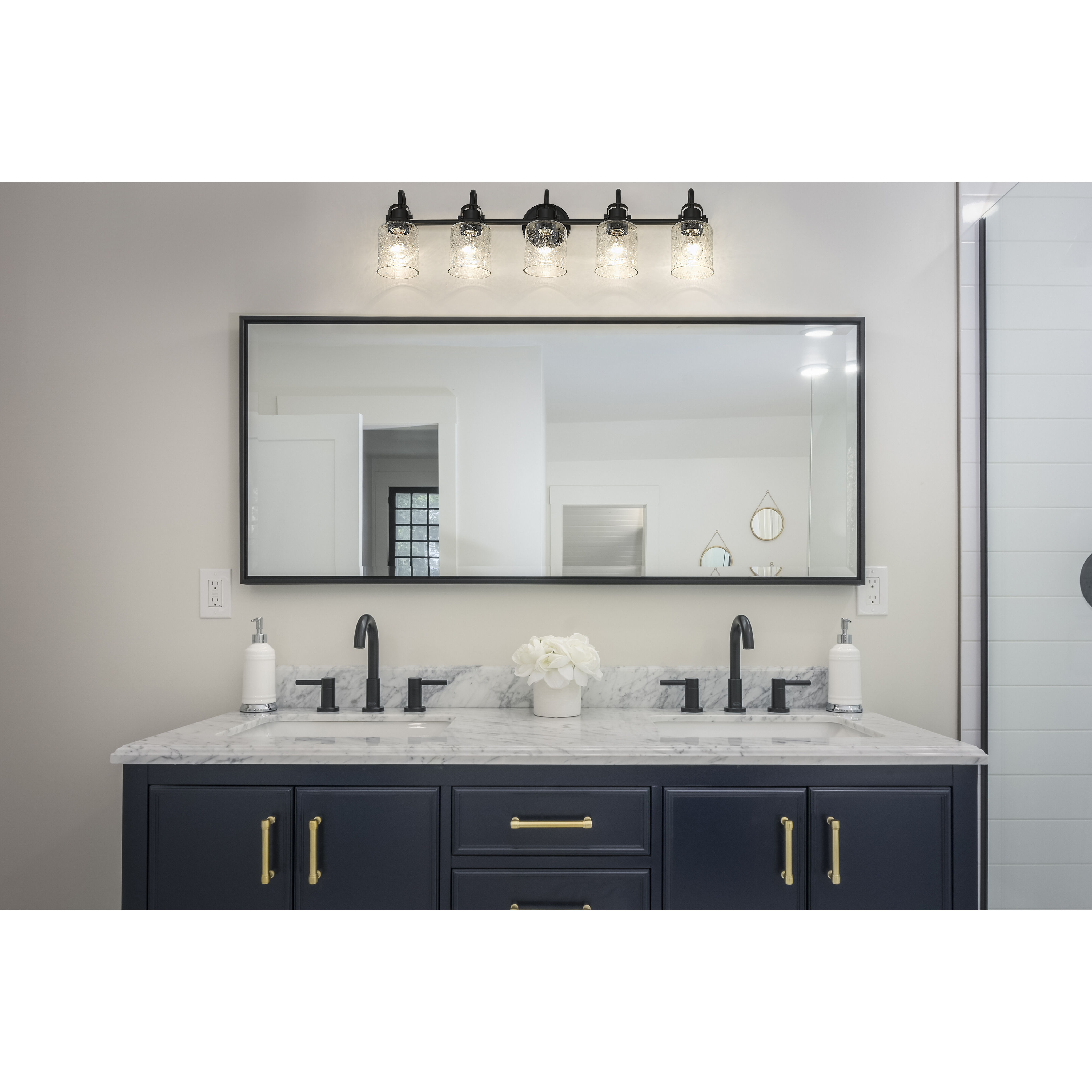 Kinsley 5 Light 35 inch Matte Black Vanity Wall Light