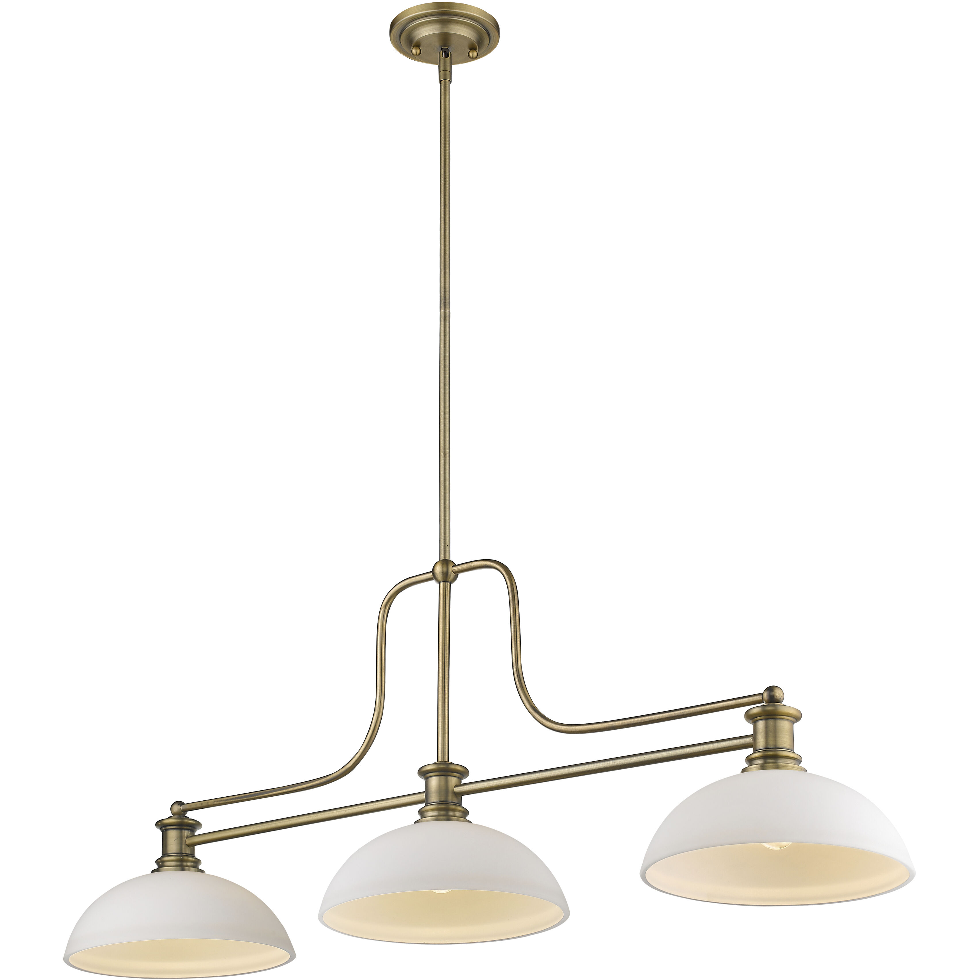 Melange 3 Light 52 inch Heritage Brass Billiard Ceiling Light in Matte Opal Glass