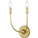 Shannon 2 Light 12.75 inch Rubbed Brass Wall Sconce Wall Light