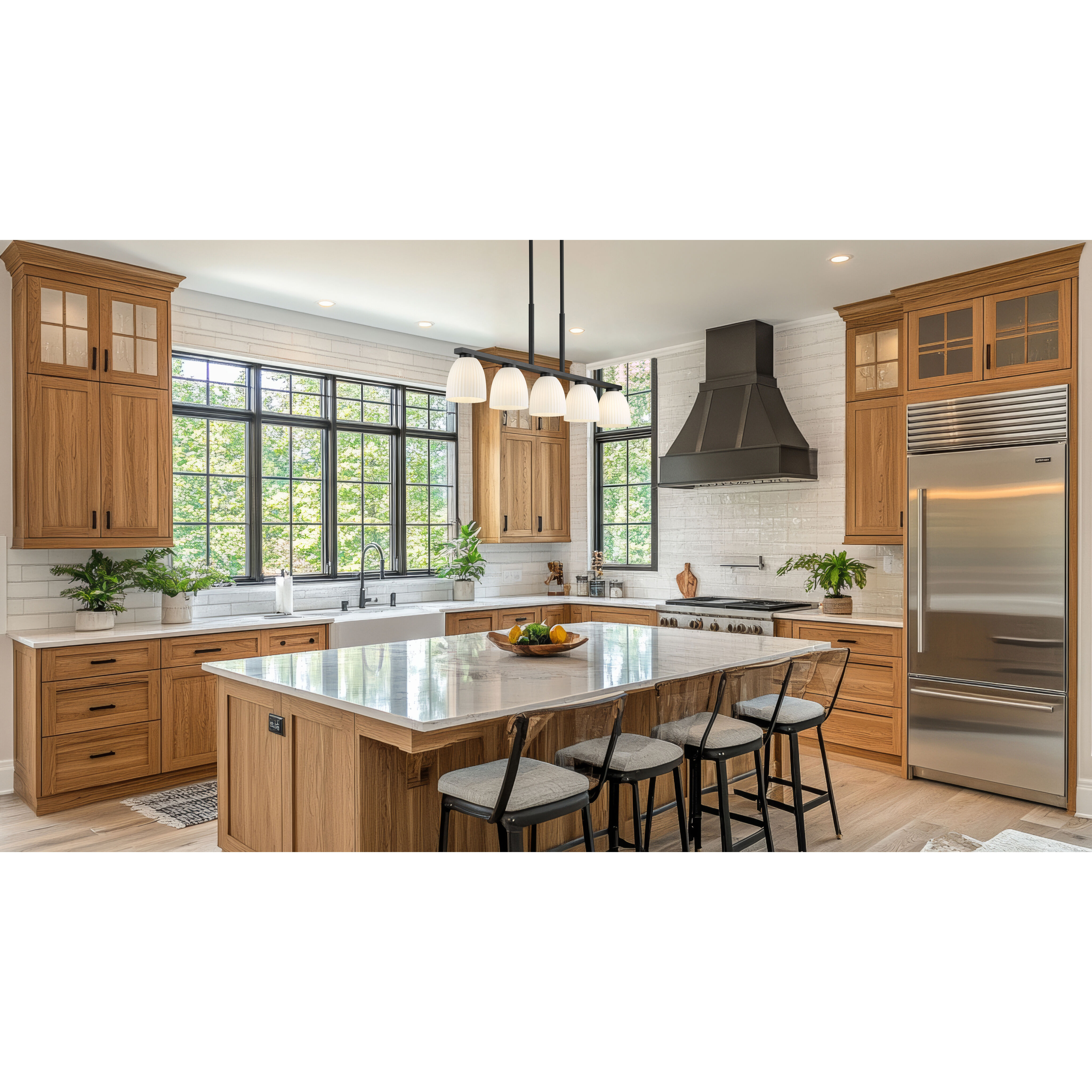 Naya Linear Chandelier Ceiling Light in Matte Black