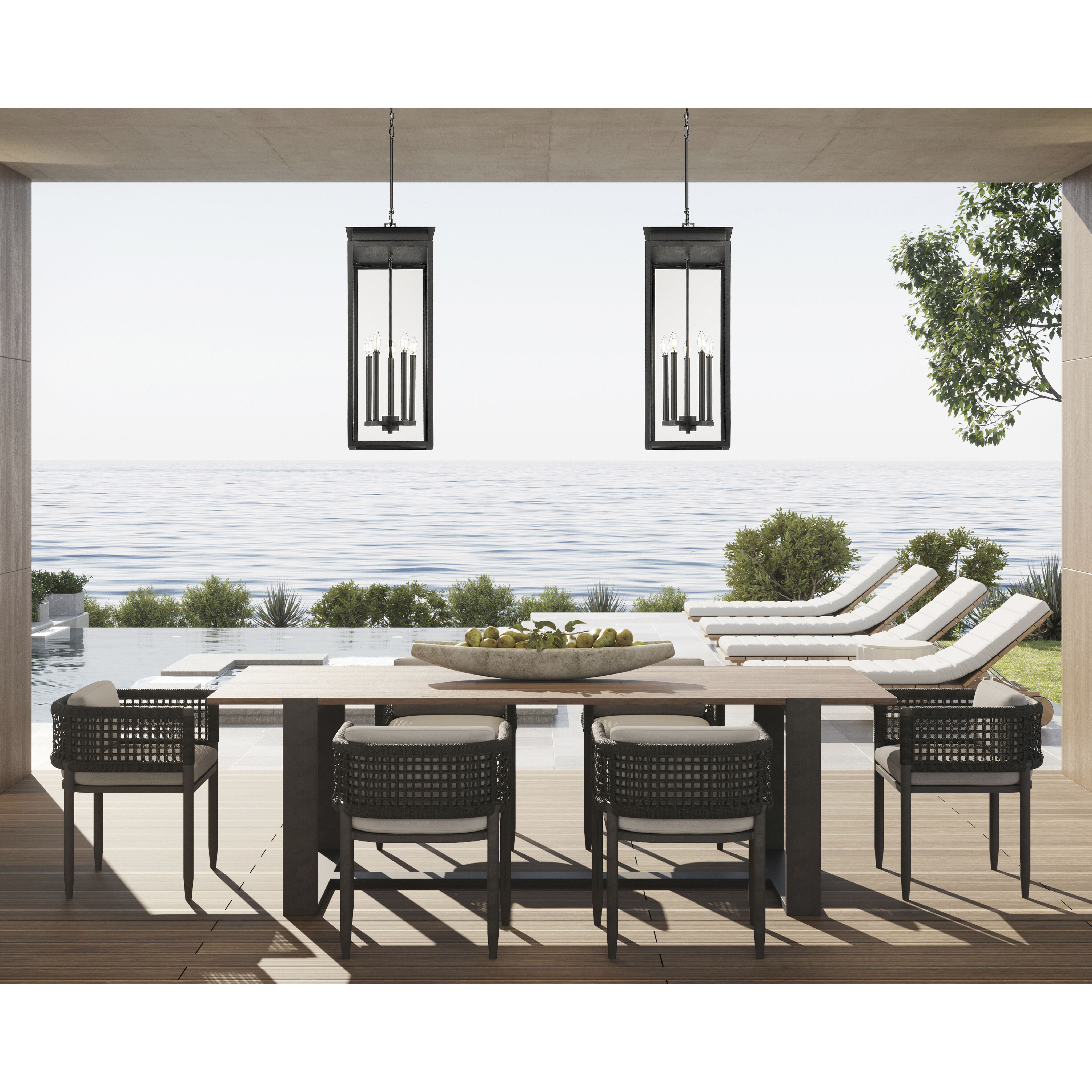 Nova 5 Light 12.5 inch Black Outdoor Chain Mount Ceiling Fixture