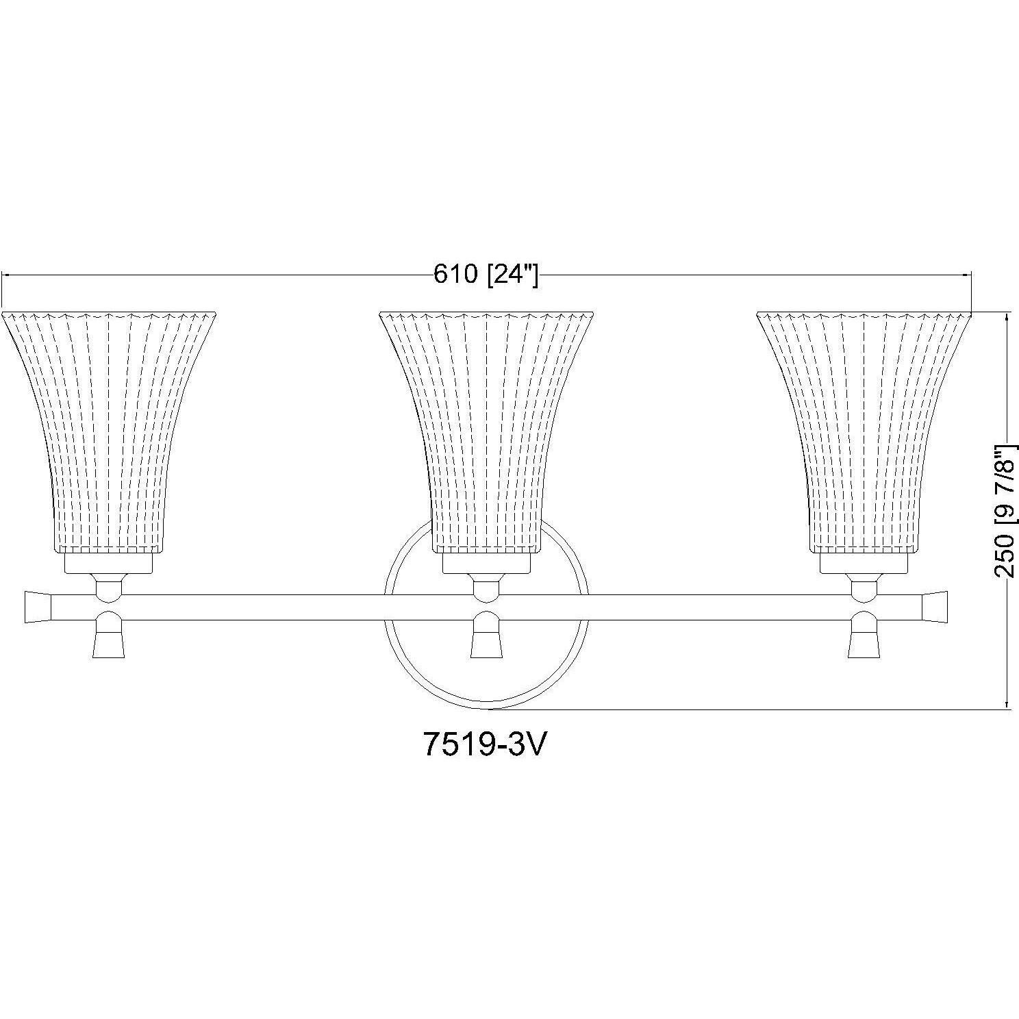 Belle 3 Light 24 inch Chrome Bath Vanity Light Wall Light
