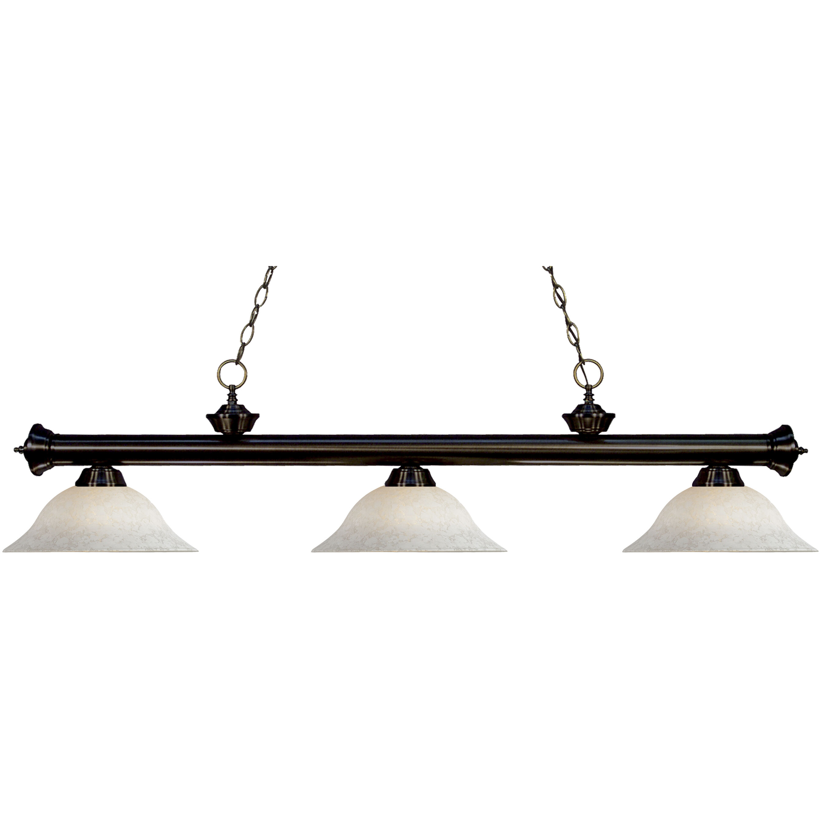 Riviera 3 Light 59 inch Bronze Billiard Ceiling Light in White Mottle Glass, 18.8