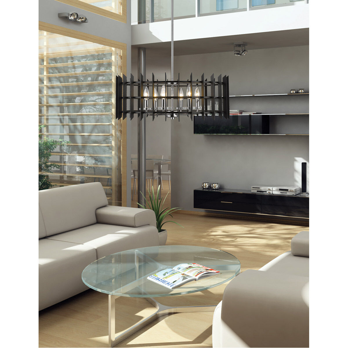 Haake 6 Light 24 inch Chrome Pendant Ceiling Light