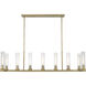 Beau 9 Light 56 inch Rubbed Brass Linear Chandelier Ceiling Light