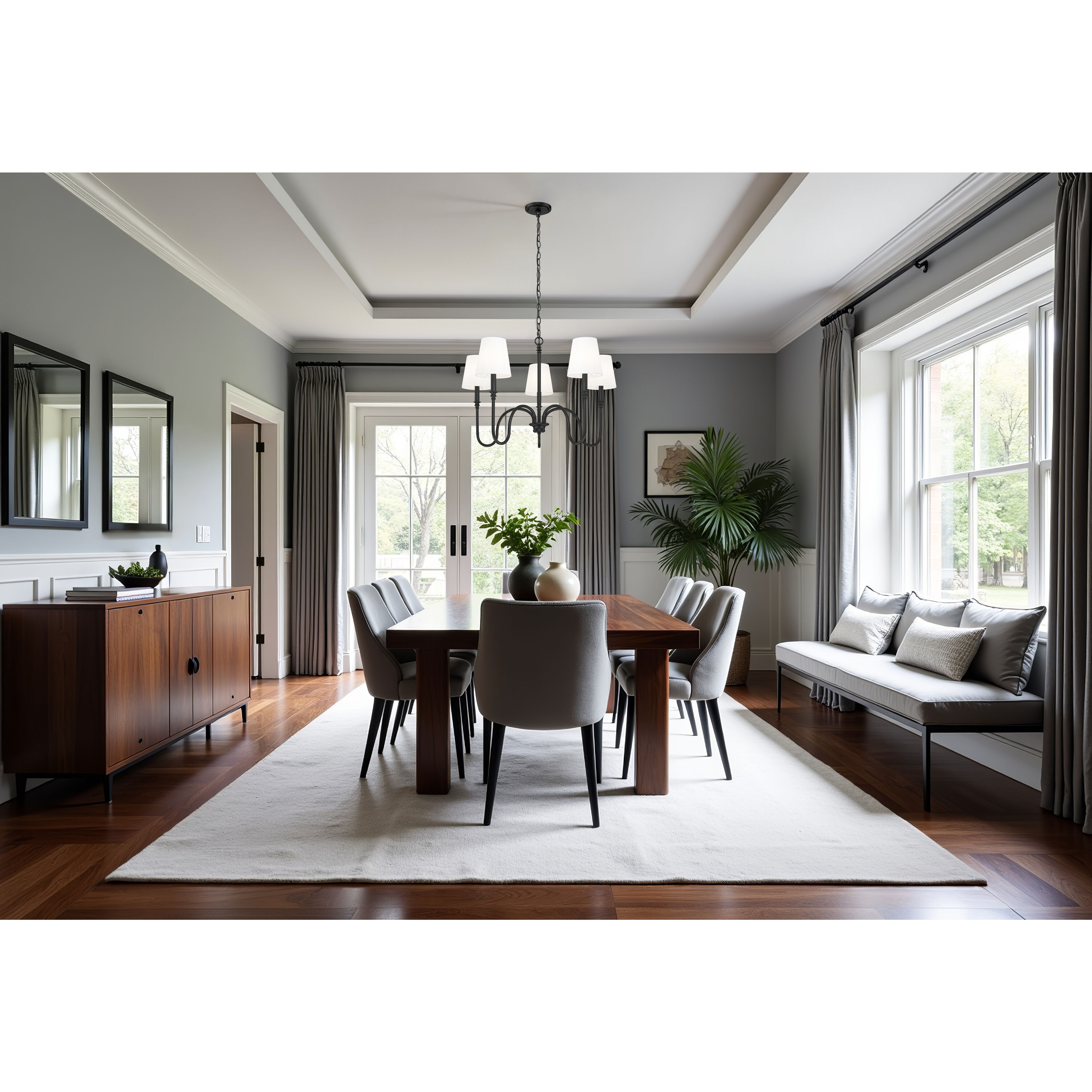 Jisele 5 Light 30 inch Matte Black Chandelier Ceiling Light