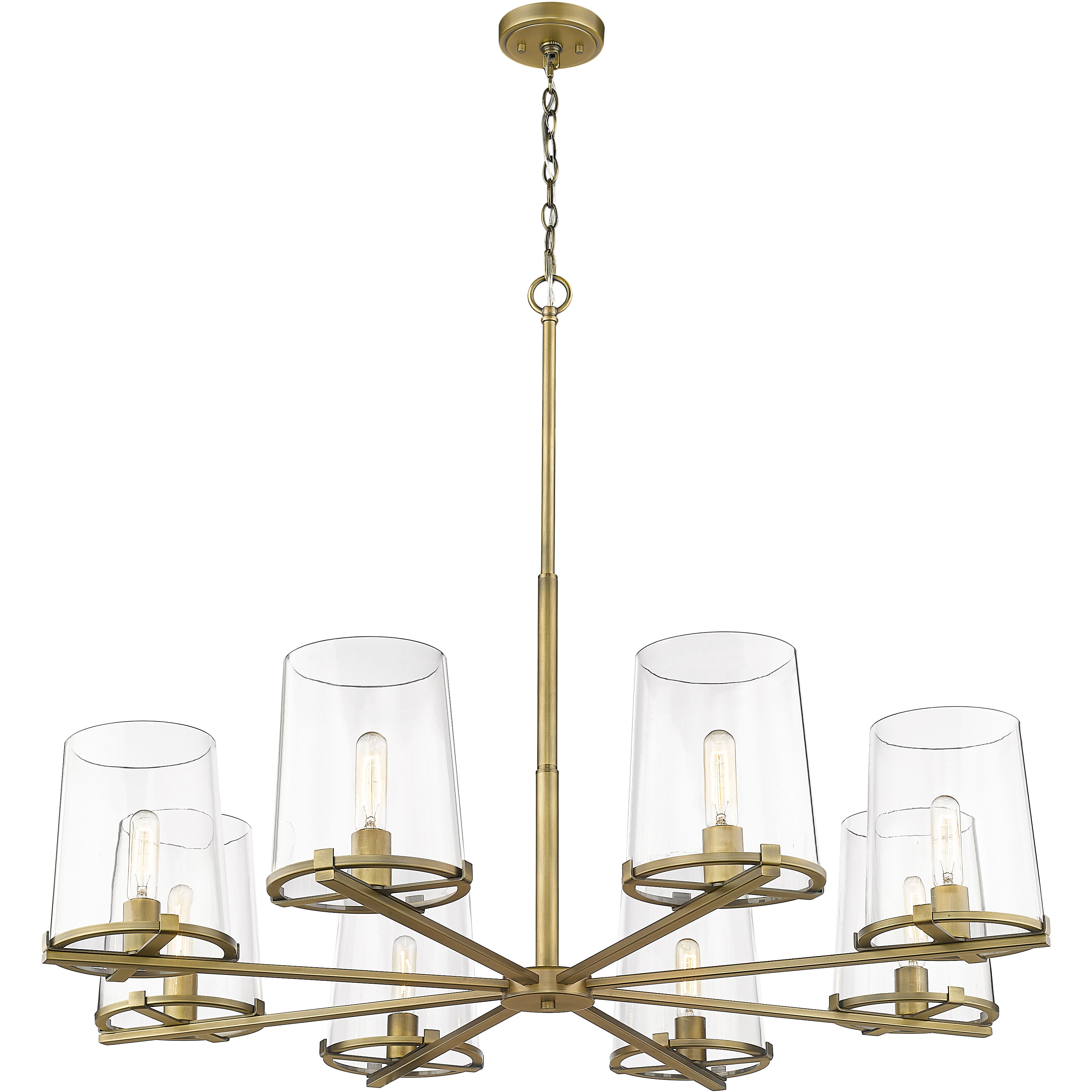 Callista 8 Light 44 inch Rubbed Brass Chandelier Ceiling Light