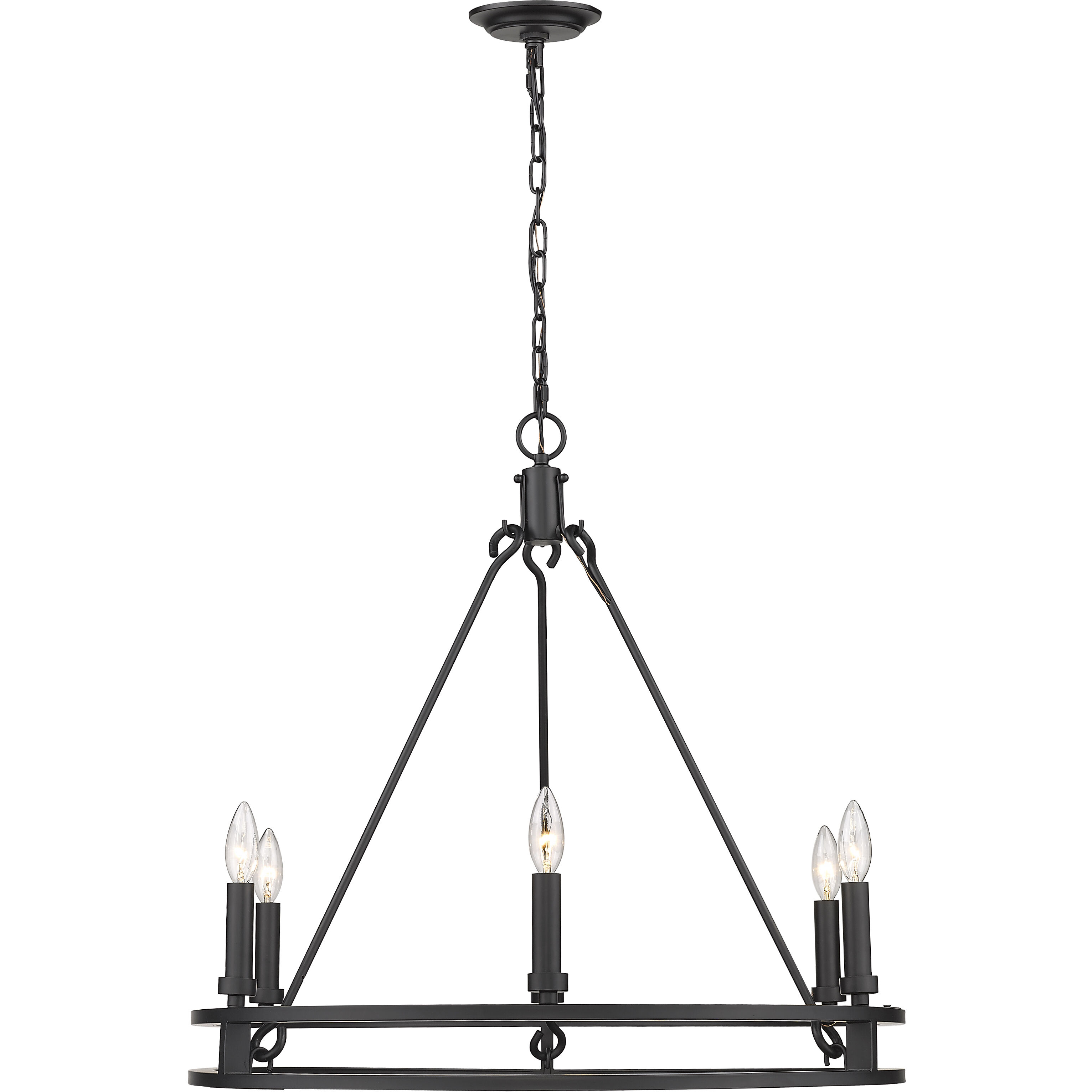 Dennison 6 Light 27.25 inch Matte Black Chandelier Ceiling Light