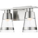 Ethos LED 13 inch Brushed Nickel Vanity Wall Light in Seedy Glass
