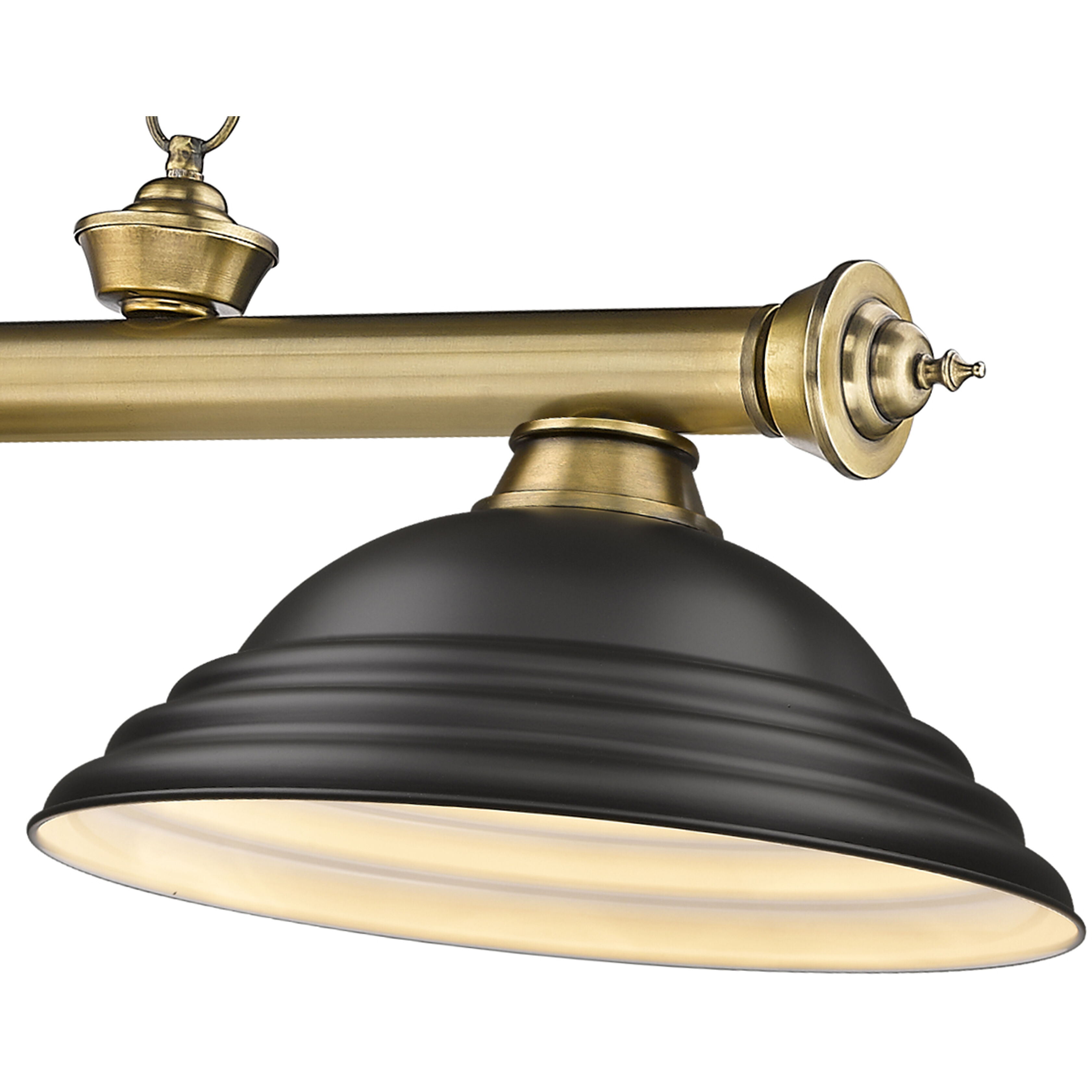 Cordon 3 Light 58 inch Rubbed Brass Billiard Ceiling Light in Matte Black Steel