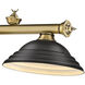 Cordon 3 Light 58 inch Rubbed Brass Billiard Ceiling Light in Matte Black Steel