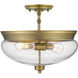 Amon 3 Light 15 inch Heritage Brass Semi Flush Mount Ceiling Light in 5.75