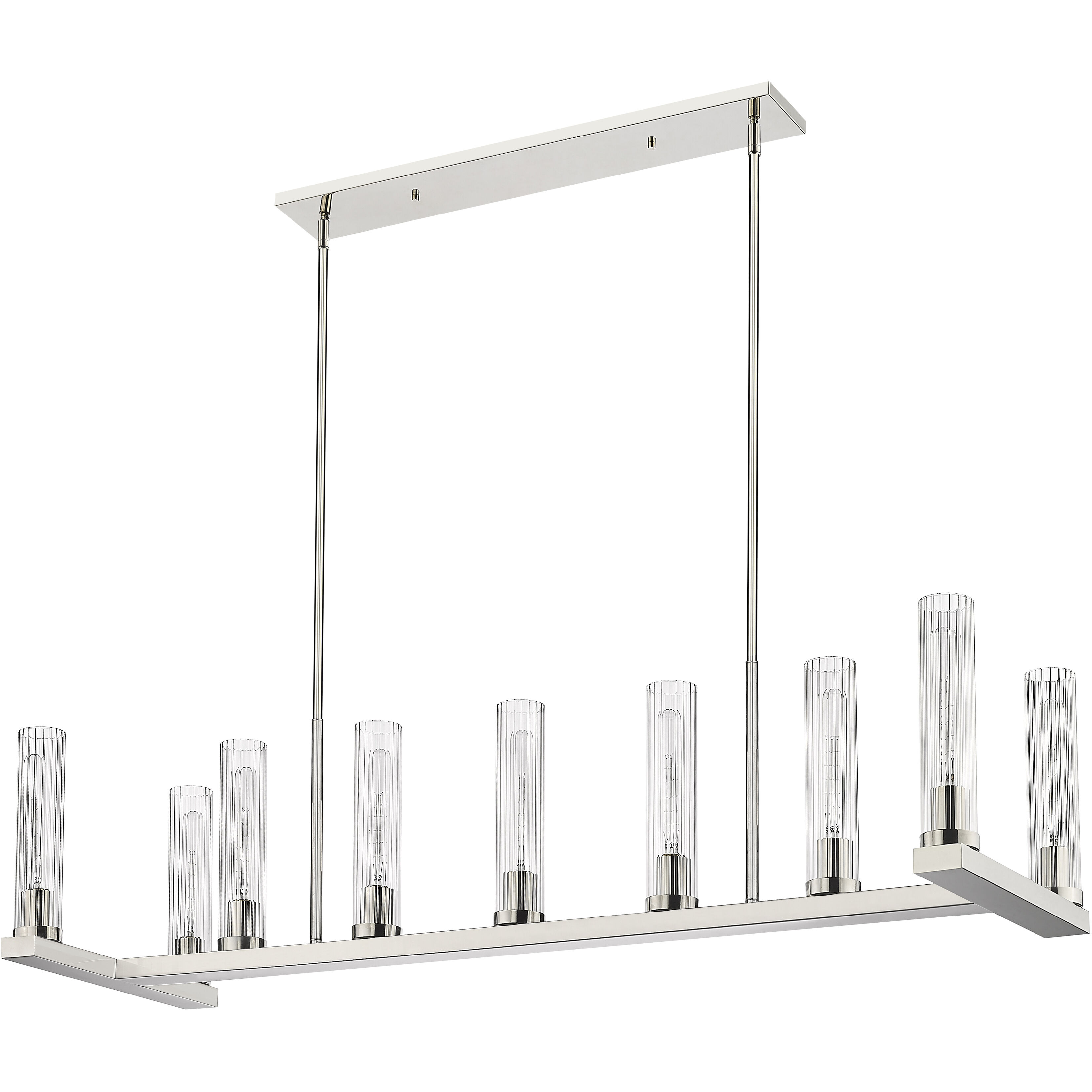 Beau 9 Light 56 inch Polished Nickel Linear Chandelier Ceiling Light