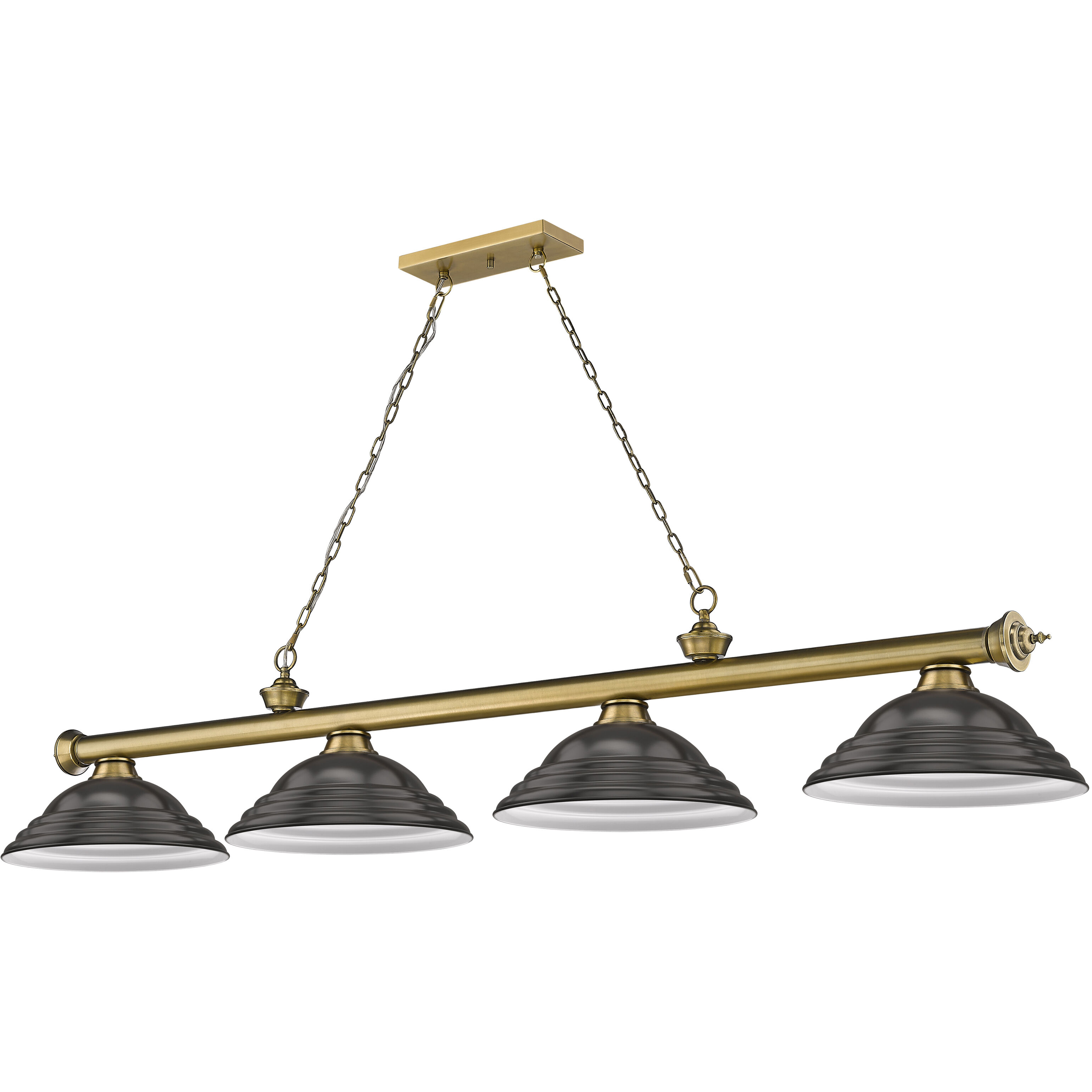 Cordon 4 Light 81.75 inch Rubbed Brass Billiard Ceiling Light in Bronze Steel