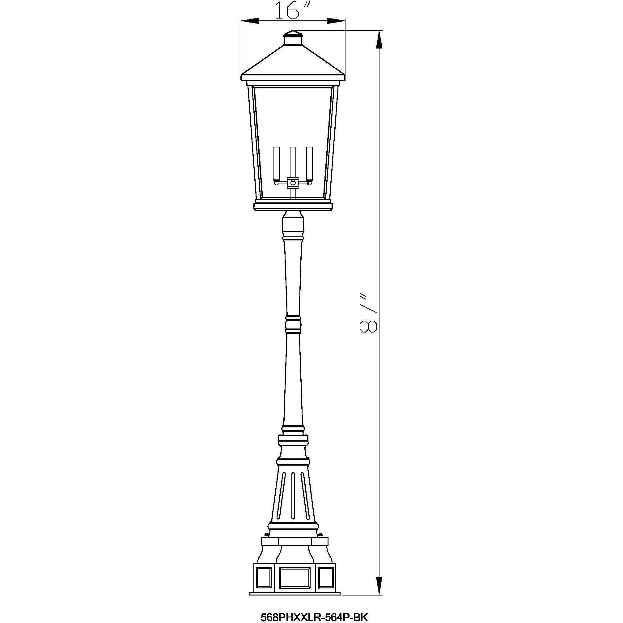 Beacon 4 Light 113.25 inch Black Outdoor Post Mounted Fixture