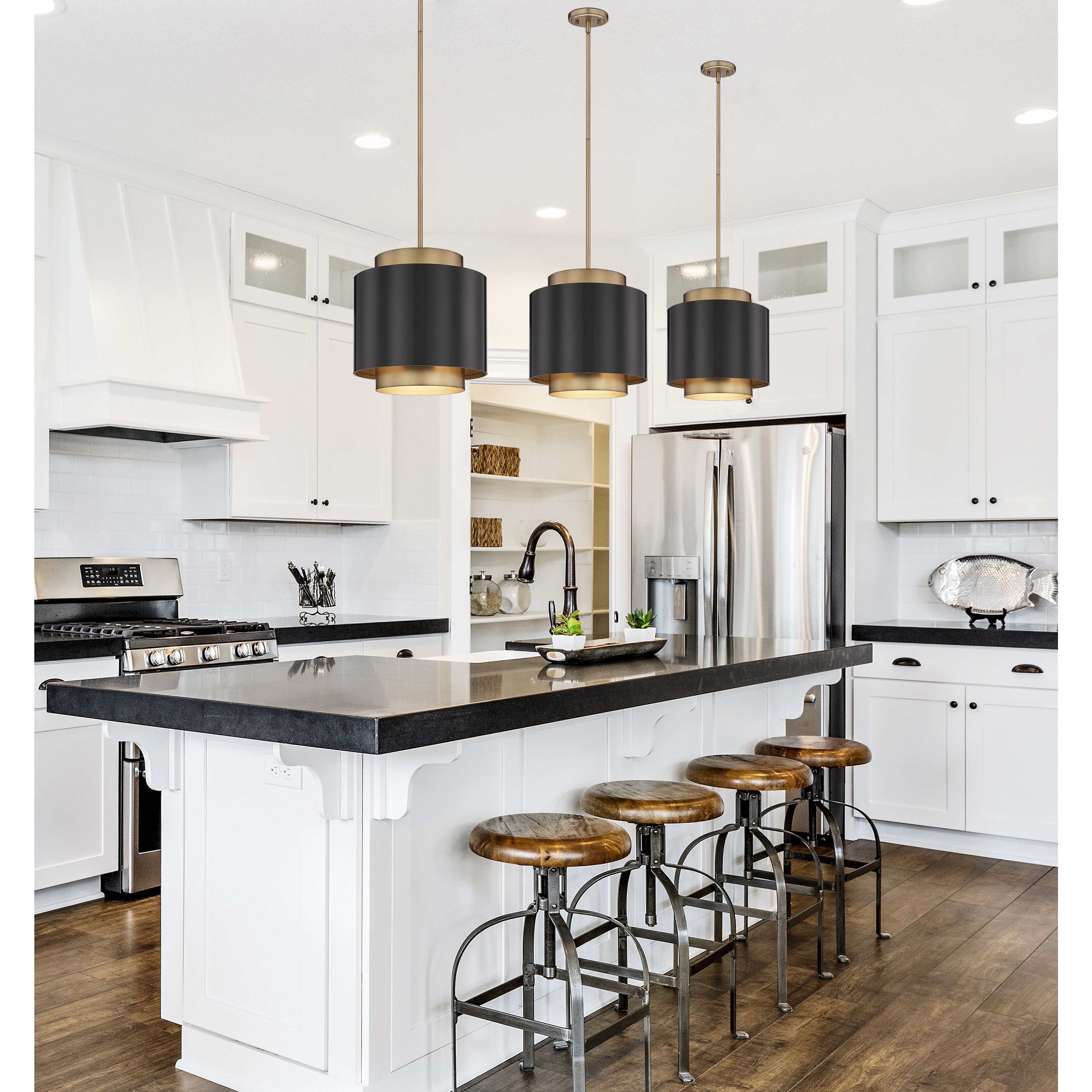Z-Lite 739P12-BRZ-RB Harlech 1 Light 12.25 inch Bronze and Rubbed Brass  Pendant Ceiling Light in Bronze and Brass