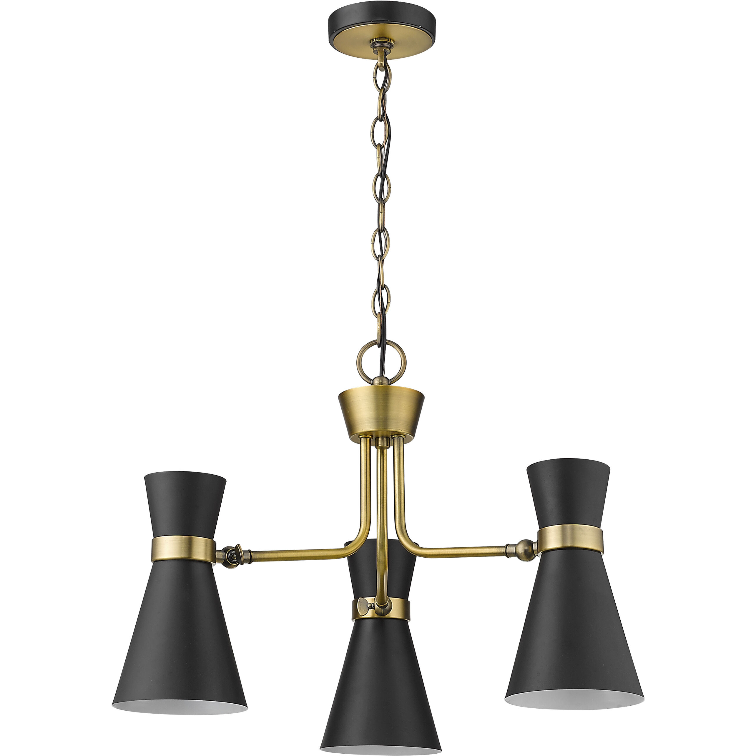 Soriano 3 Light 23.5 inch Matte Black and Heritage Brass Chandelier Ceiling Light