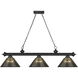 Cordon 3 Light 57.25 inch Matte Black Billiard Ceiling Light in Smoke Acrylic