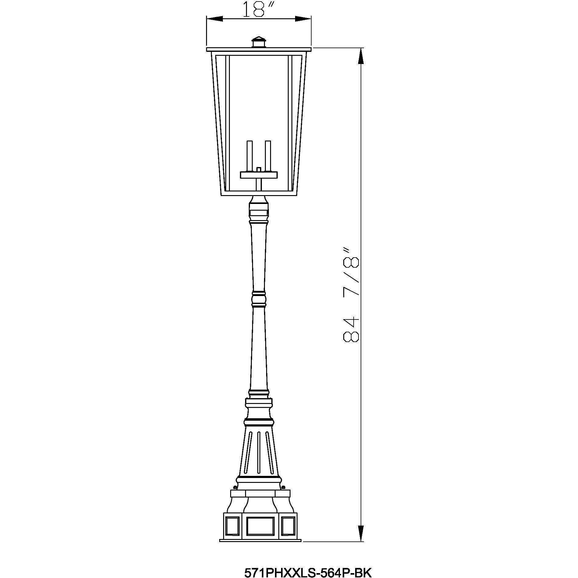 Seoul 4 Light 113 inch Black Outdoor Post Mounted Fixture
