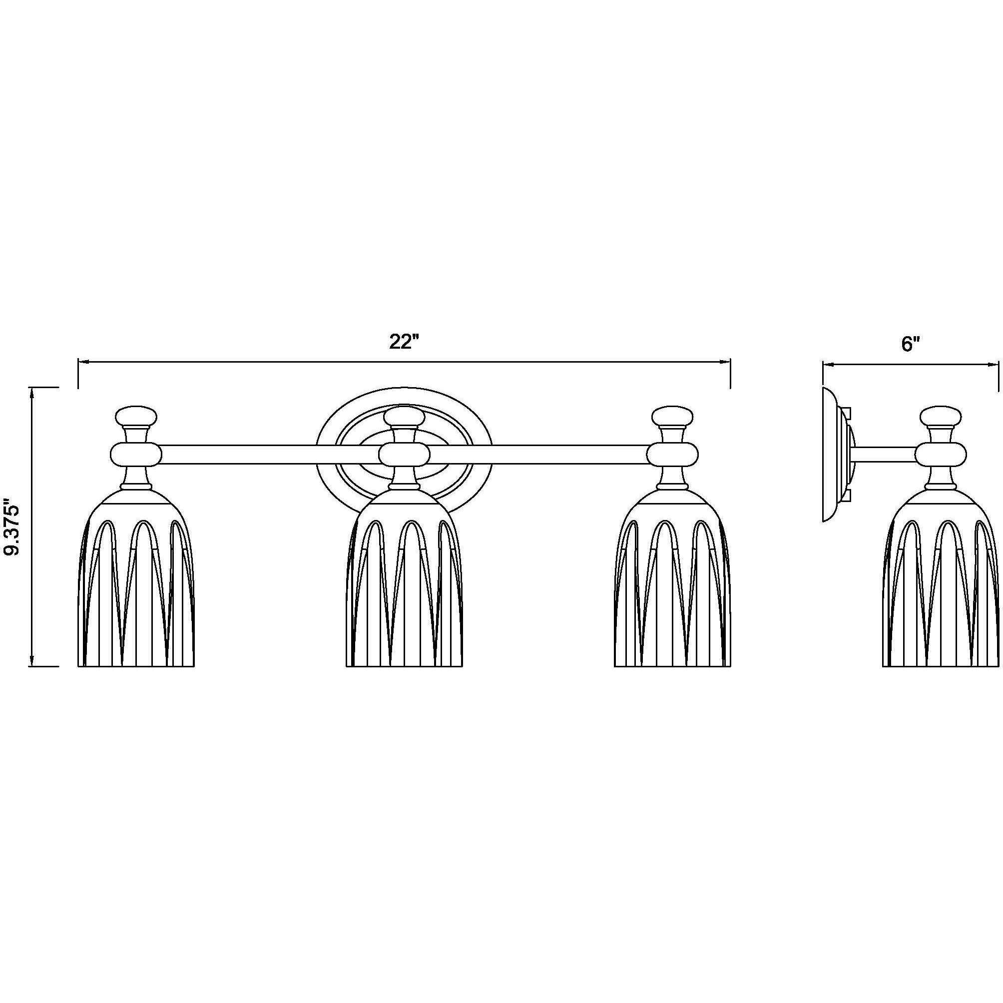 Orion 3 Light 22 inch Chrome Bath Vanity Light Wall Light