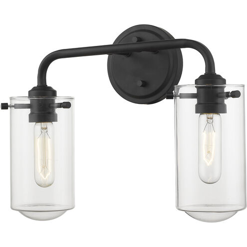 Delaney 2 Light 15 inch Matte Black Vanity Wall Light