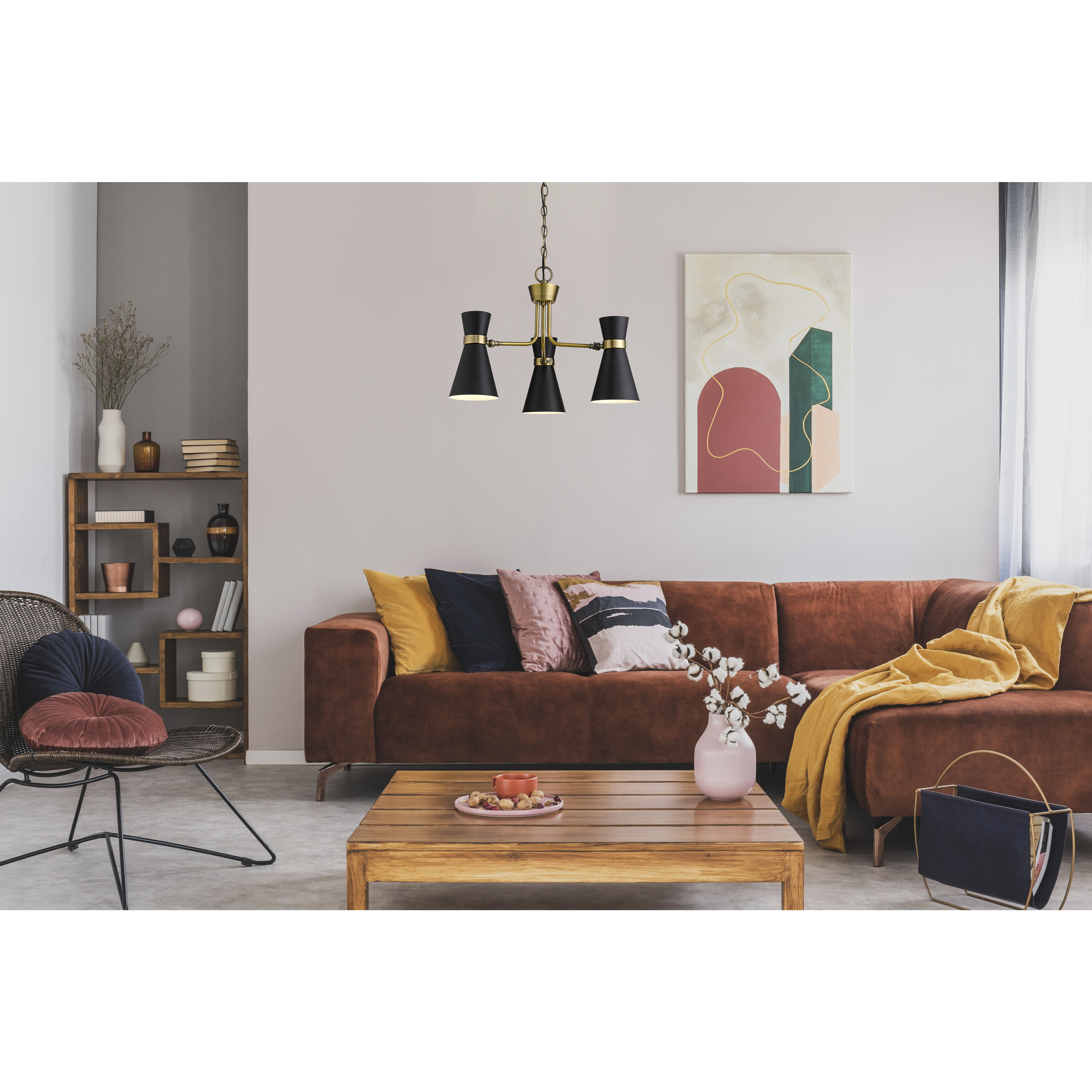 Soriano 3 Light 23.5 inch Matte Black and Heritage Brass Chandelier Ceiling Light