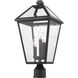 Talbot 3 Light 20 inch Black Outdoor Post Mount Fixture in Clear Beveled Glass