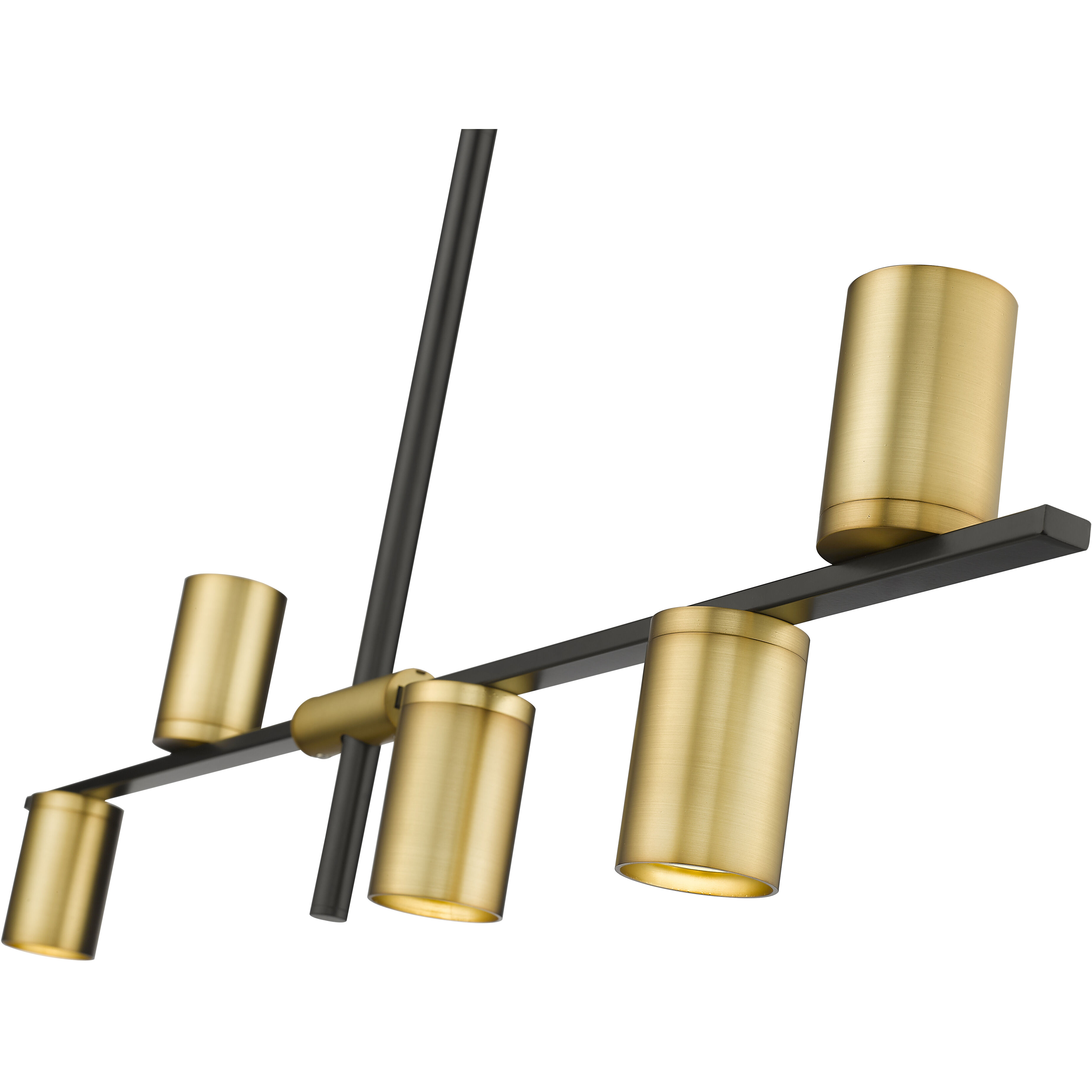 Calumet 5 Light 38 inch Matte Black and Olde Brass Linear Chandelier Ceiling Light