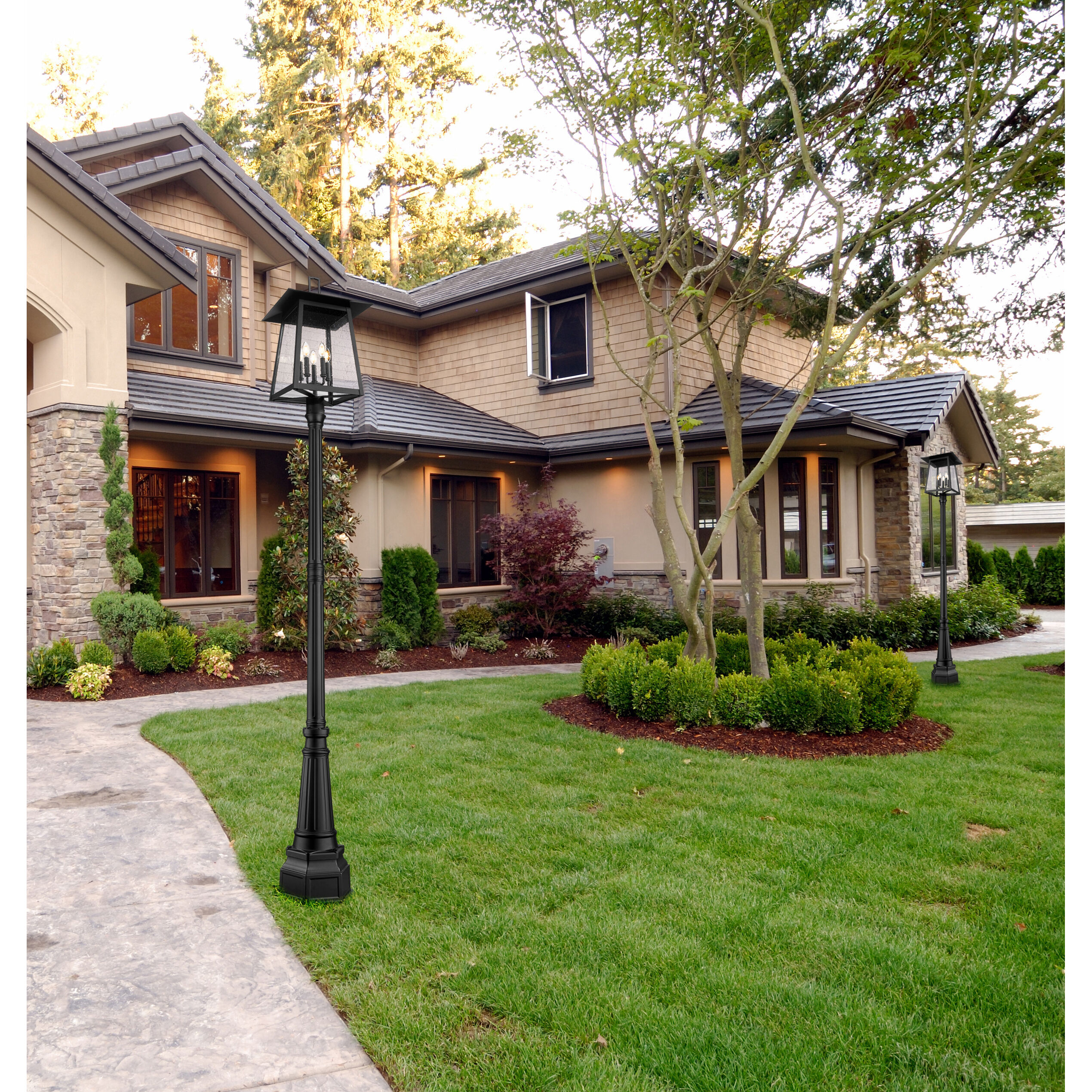 Rainer 5 Light 109.5 inch Black Outdoor Post Mounted Fixture in G9