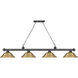 Cordon 4 Light 81.75 inch Bronze Plate Billiard Ceiling Light in Rubbed Brass Metal