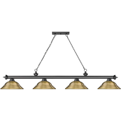Cordon 4 Light 81.75 inch Bronze Plate Billiard Ceiling Light in Rubbed Brass Metal