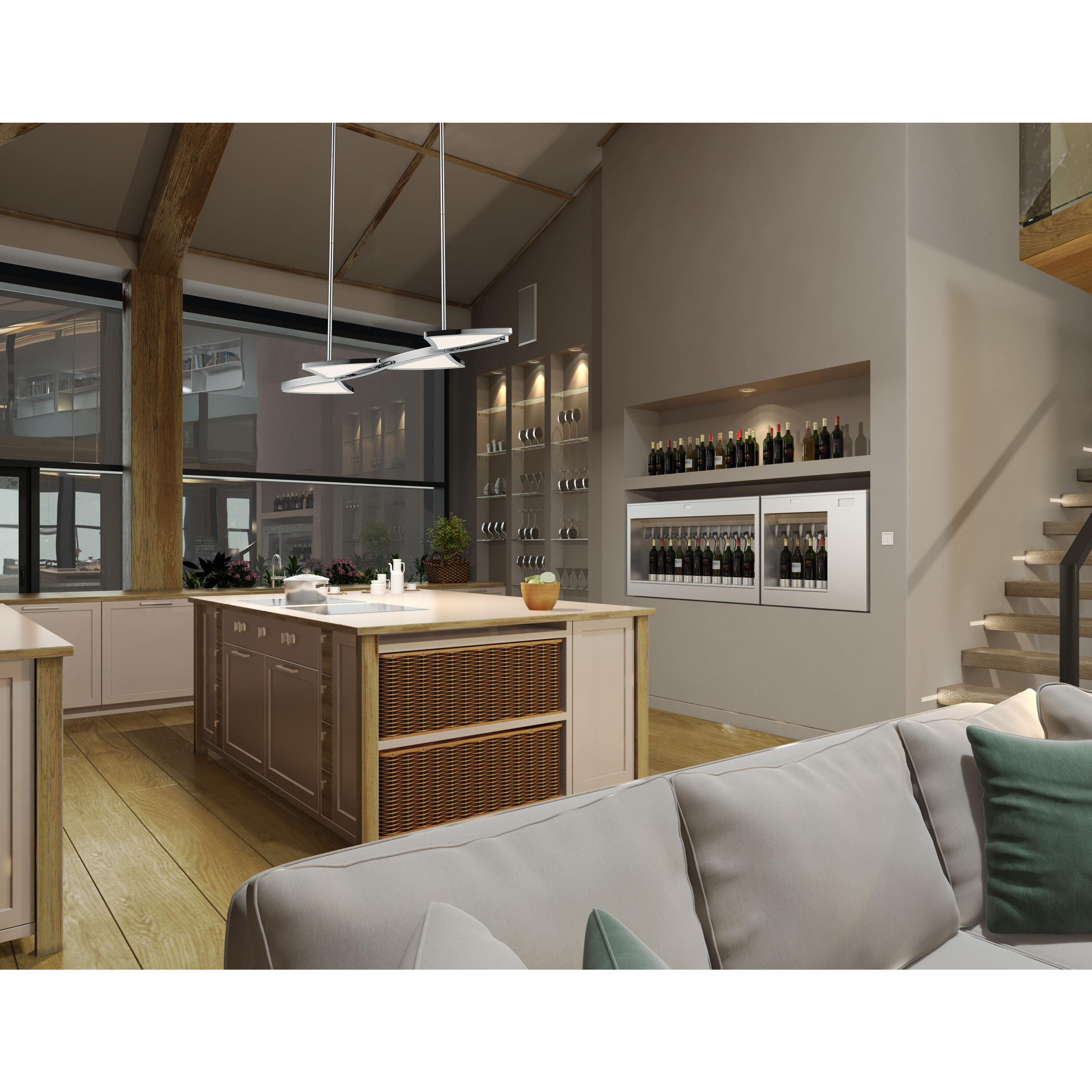 Aeon LED 28 inch Chrome Linear Chandelier Ceiling Light in 6.25