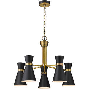 Soriano 5 Light 27 inch Matte Black/Heritage Brass Chandelier Ceiling Light