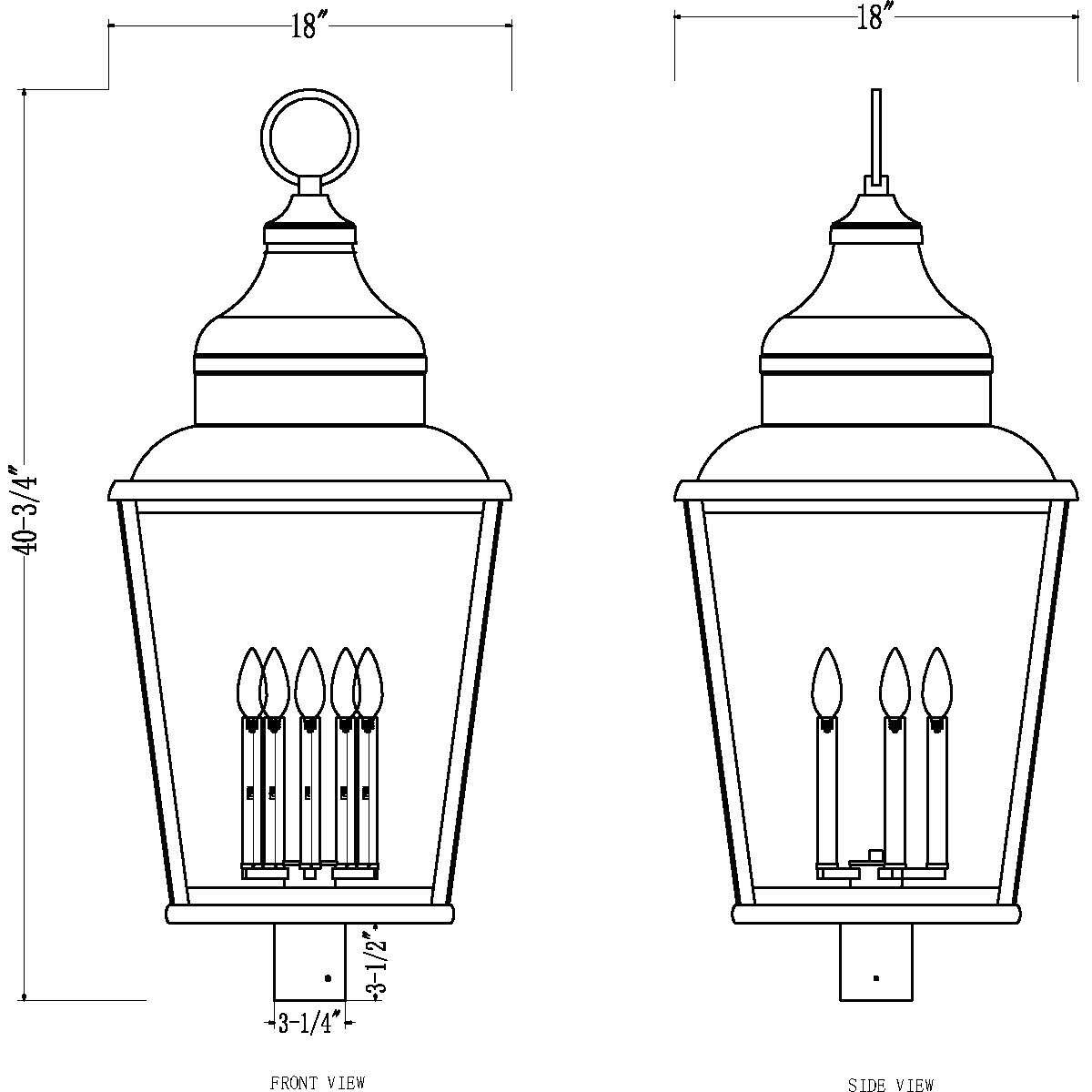 Raphael 5 Light 40.75 inch Sand Black Outdoor Post Mount Fixture in Soft Sand Black